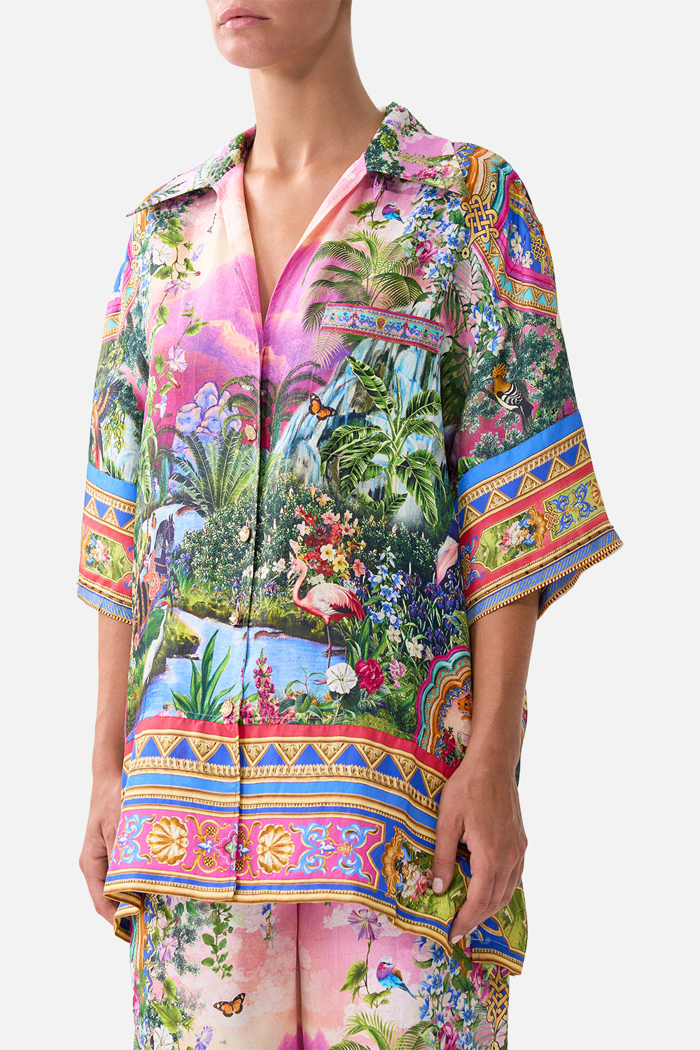 The CAMILLA KAFTAN WITH FRONT TAB DETAIL TOTEMS AND TREASURES in our  print.