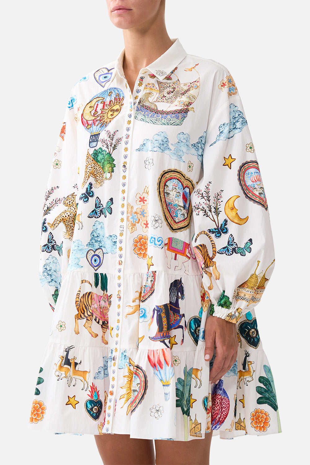 The CAMILLA CONTRAST BAND HOODIE WITH SIDE POCKETS DE NADA GRANADA in our  print.