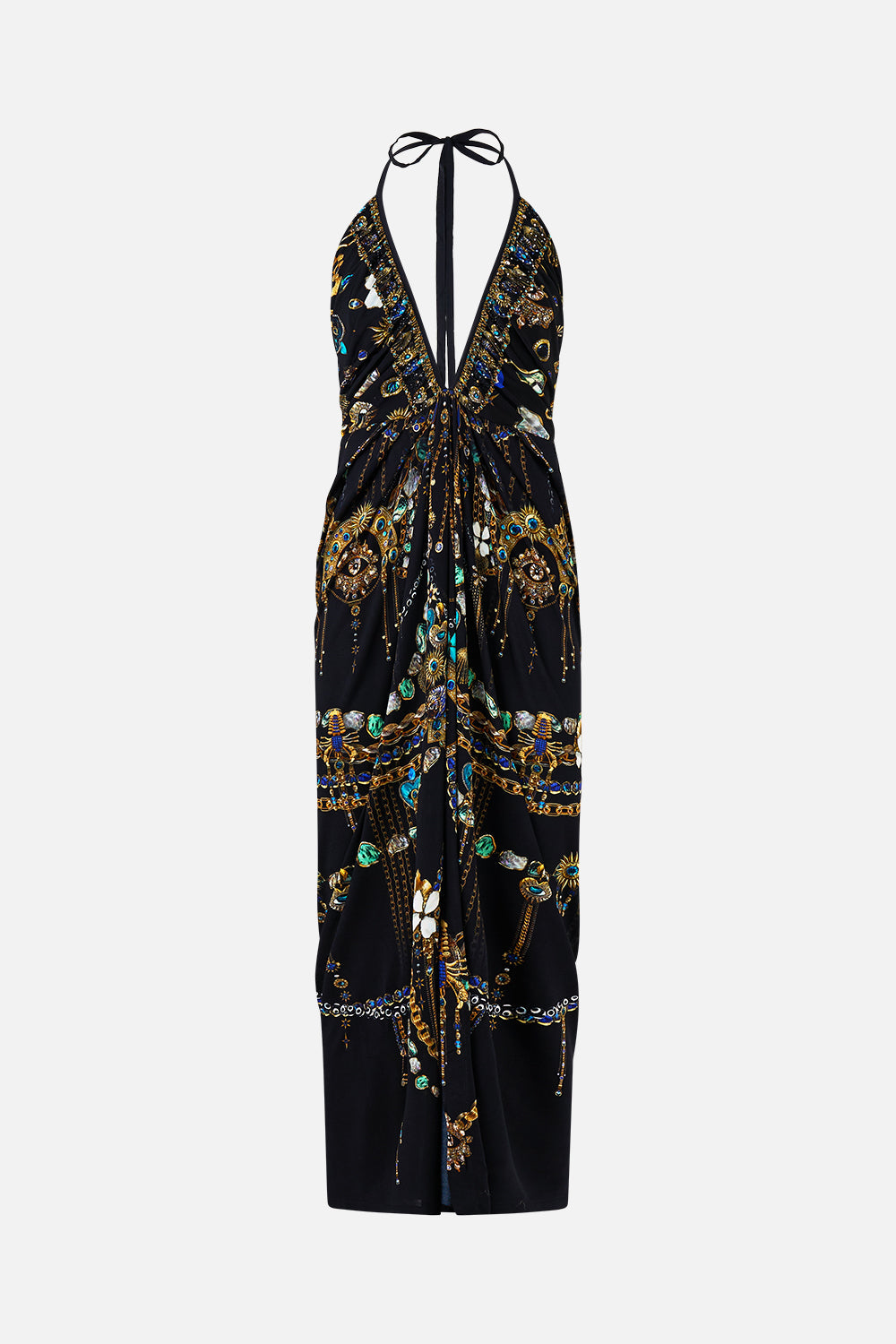 The CAMILLA LONG GATHERED PANEL DRESS THE ARCHITECTS OF ALCÁZAR in our  print.