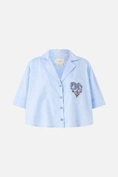 CROPPED CAMP COLLAR BLOUSE OTTOMAN OPULENCE