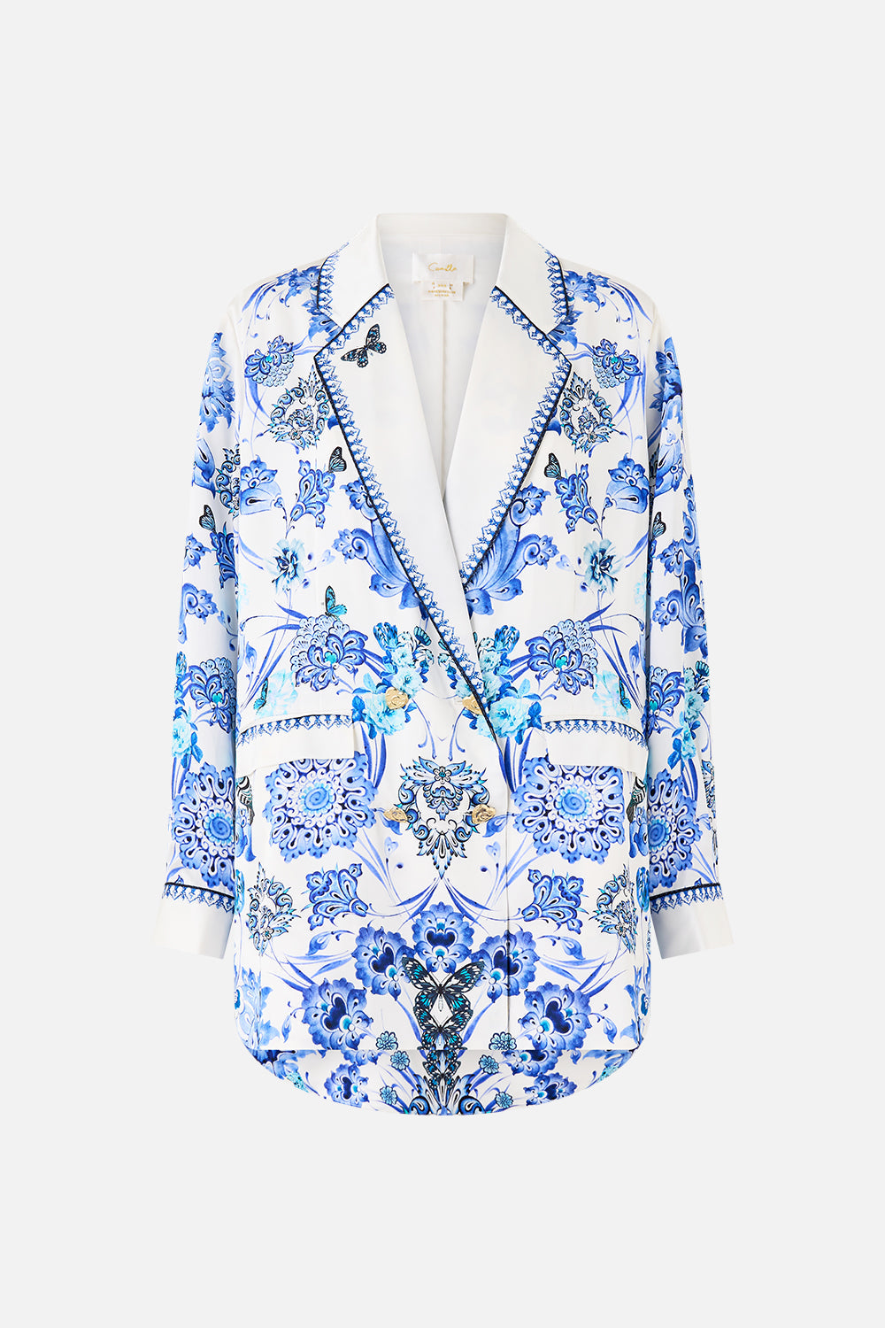 The CAMILLA BIAS SLIP DRESS WITH LACE EDGE DETAIL LADY LIMONADA in our  print.