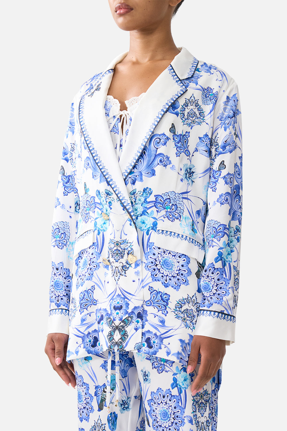 DOUBLE BREASTED SOFT JACKET ALL ABOUT THAT LACE