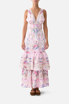 TWO TIERED GATHERED RUFFLE DRESS PALATIAL PASTELS