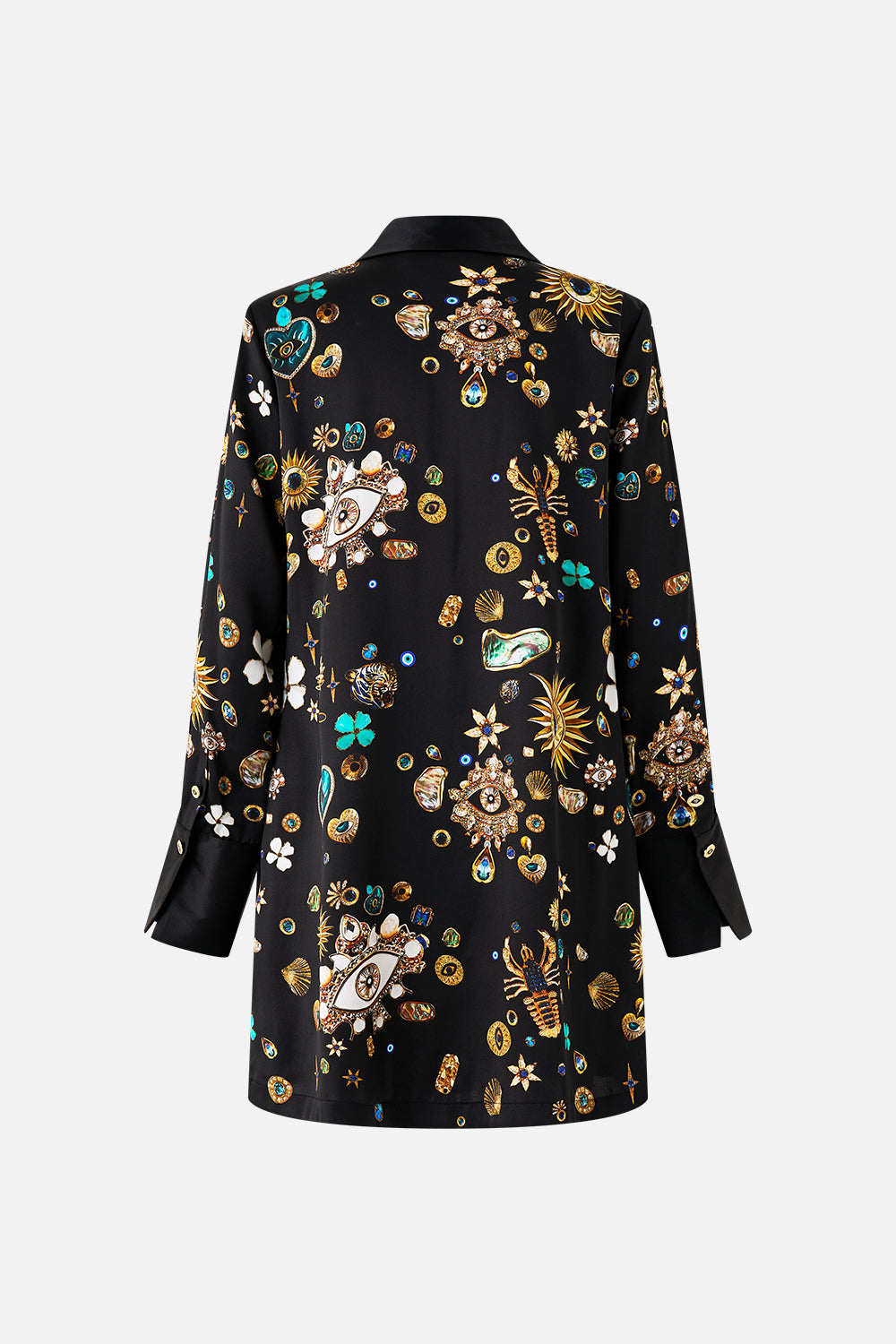 The CAMILLA V NECK POCKET DRESS WITH LOW BACK MIDSUMMER MOSAICS in our MIDSUMMER MOSAICS print.