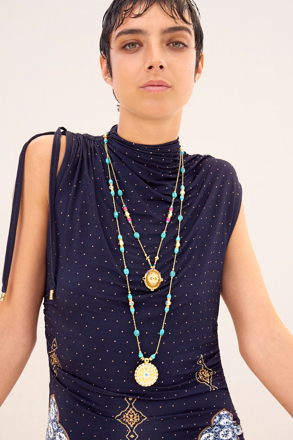The CAMILLA RELAXED HIGH LOW SHIRT DRESS CHAIN GANG in our CHAIN GANG print.