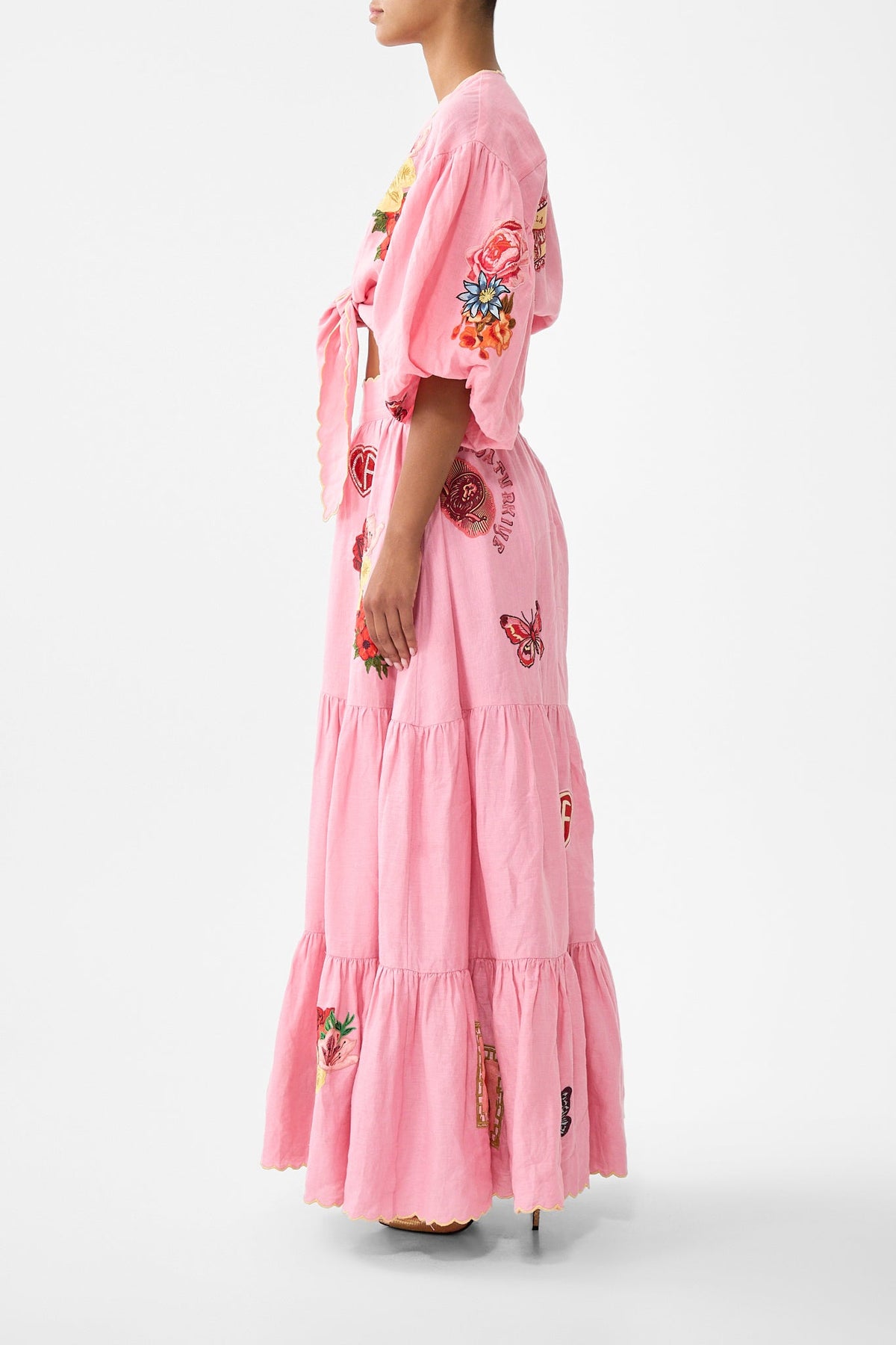 LONG HIGH WAISTED TIERED SKIRT COLLAGE KINGDOM