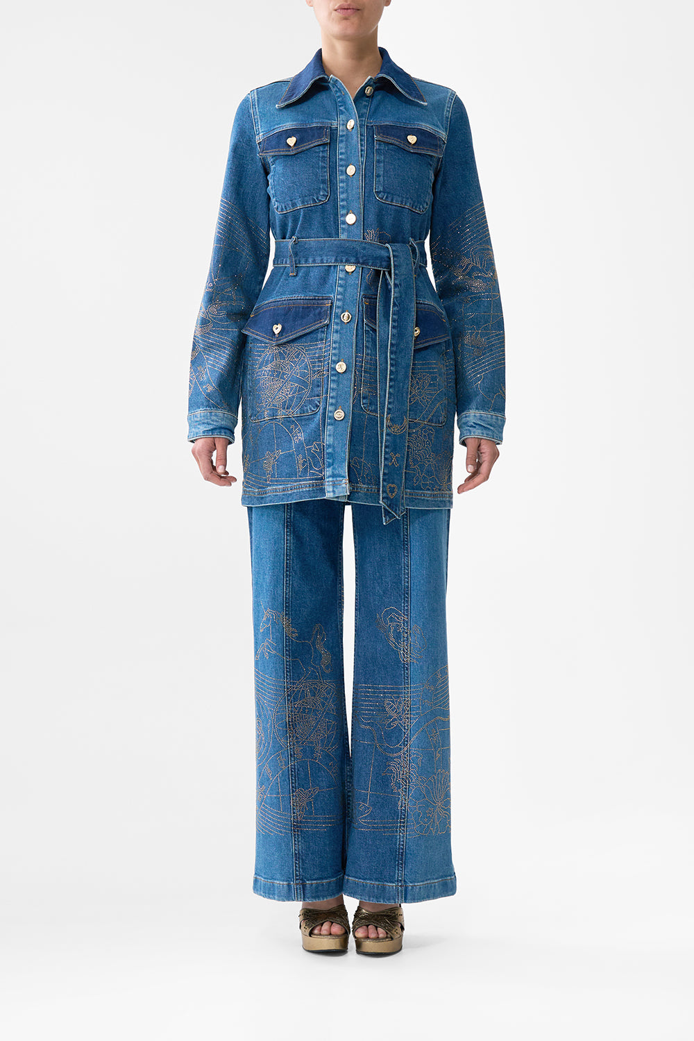 The CAMILLA SHORT SLEEVE CAMP COLLARED SHIRT TURKISH DELIGHT in our  print.