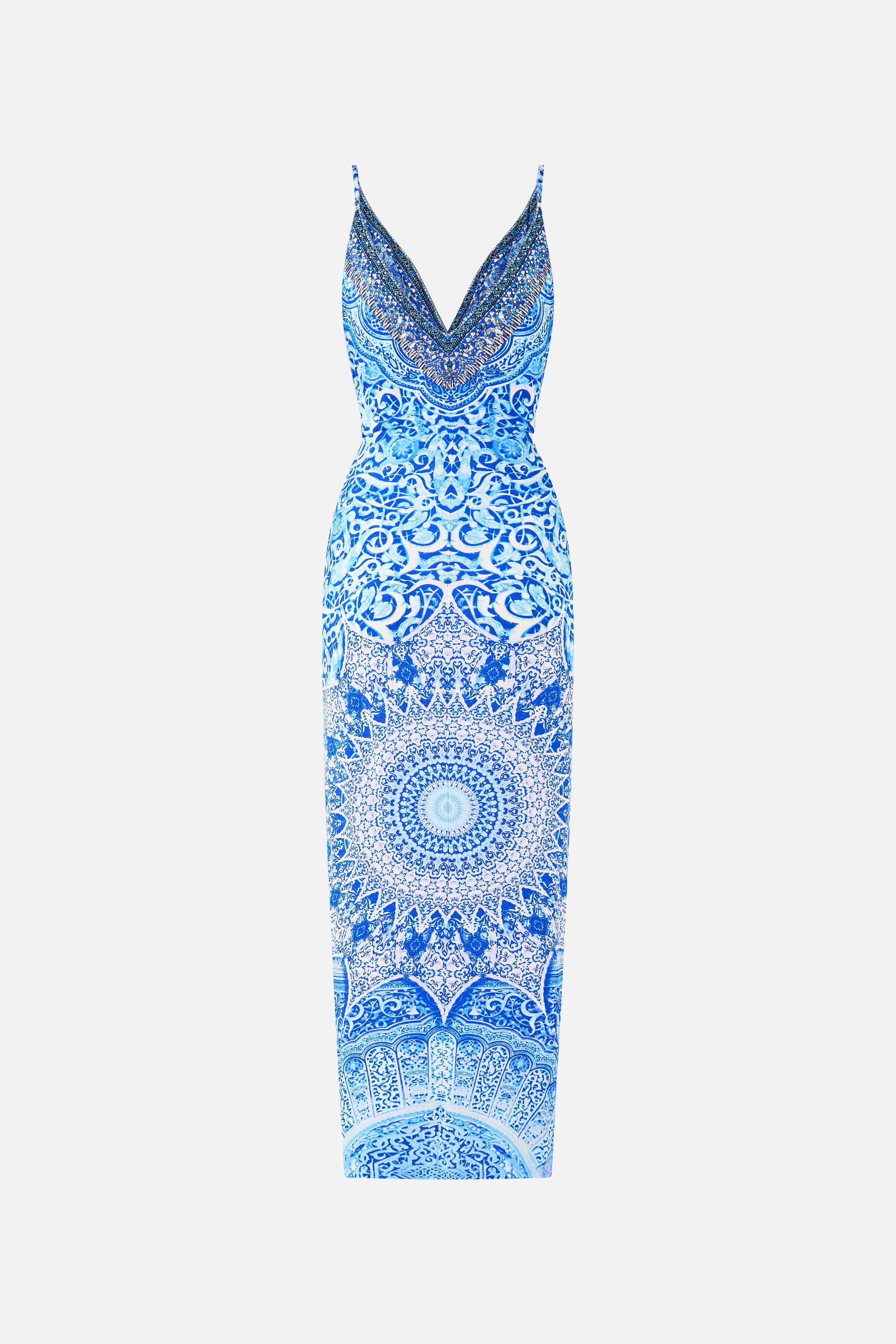 The CAMILLA LONG GATHERED PANEL DRESS THE ARCHITECTS OF ALCÁZAR in our  print.