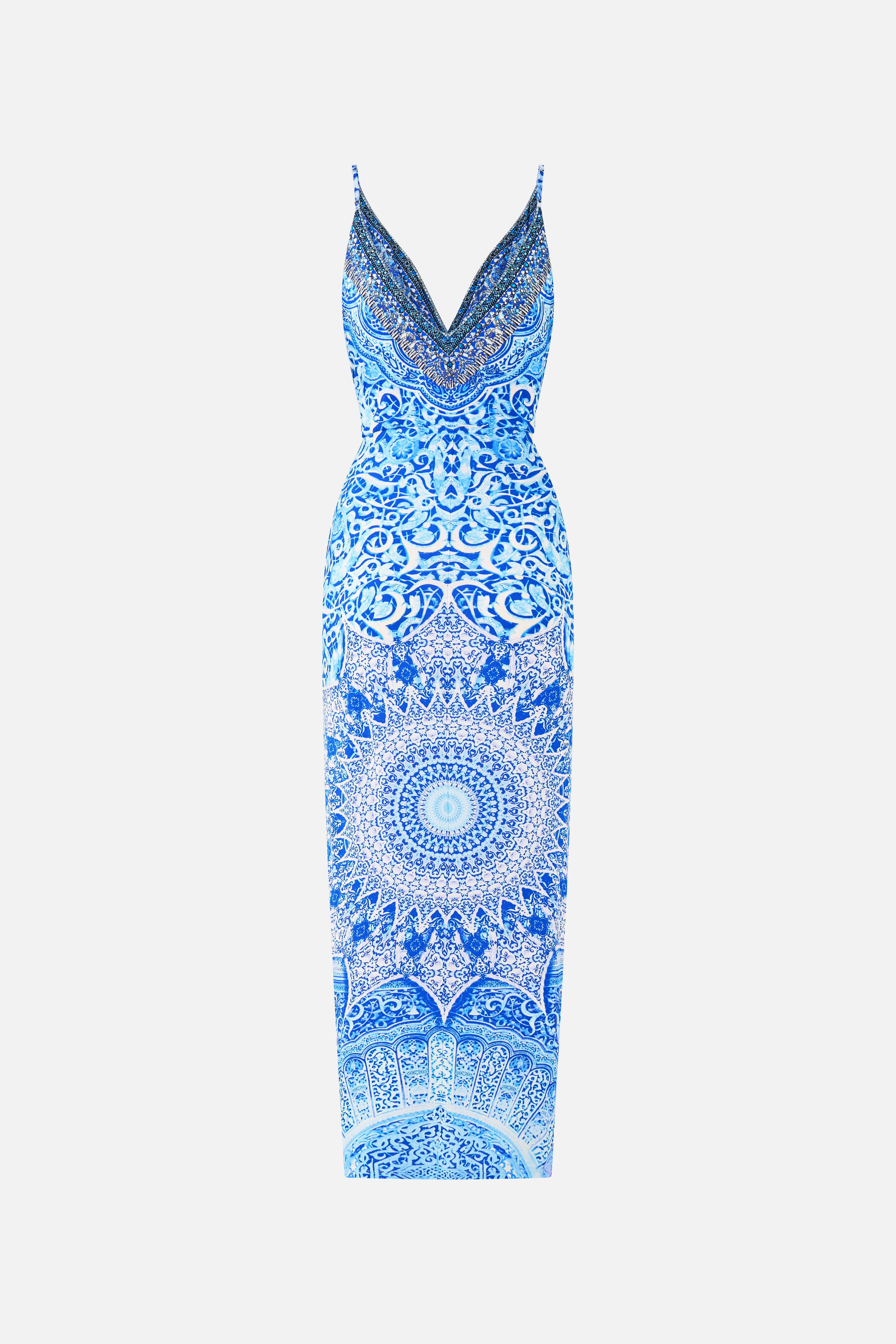 The CAMILLA LONG GATHERED PANEL DRESS THE ARCHITECTS OF ALCÁZAR in our  print.