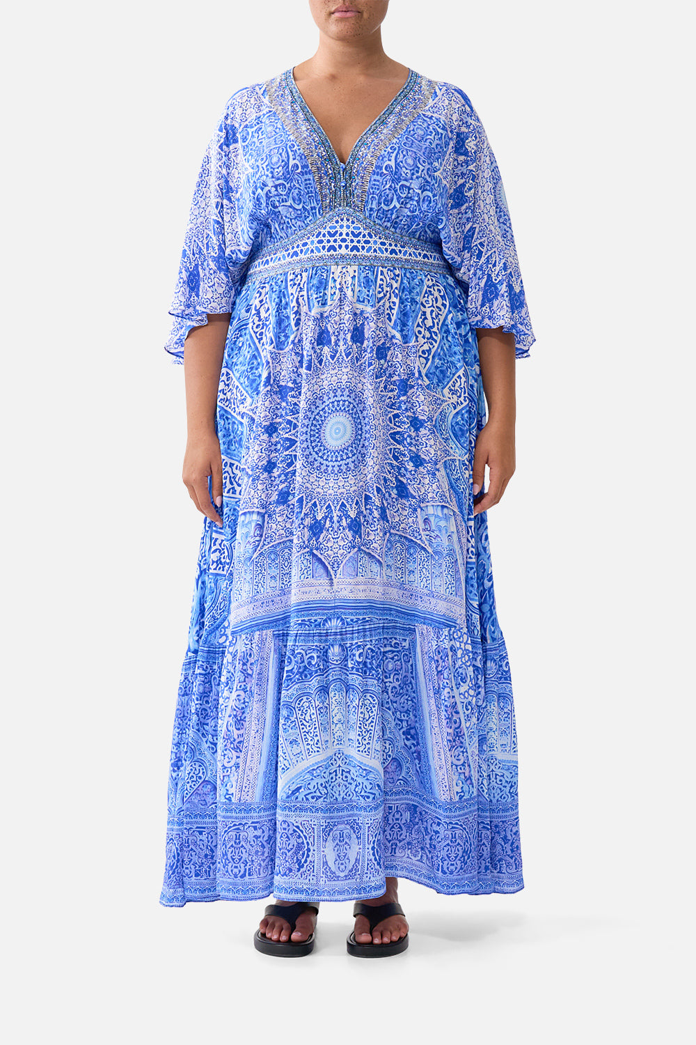 WAISTED DRESS WITH HEM RUFFLE THE BOSPHOROUS