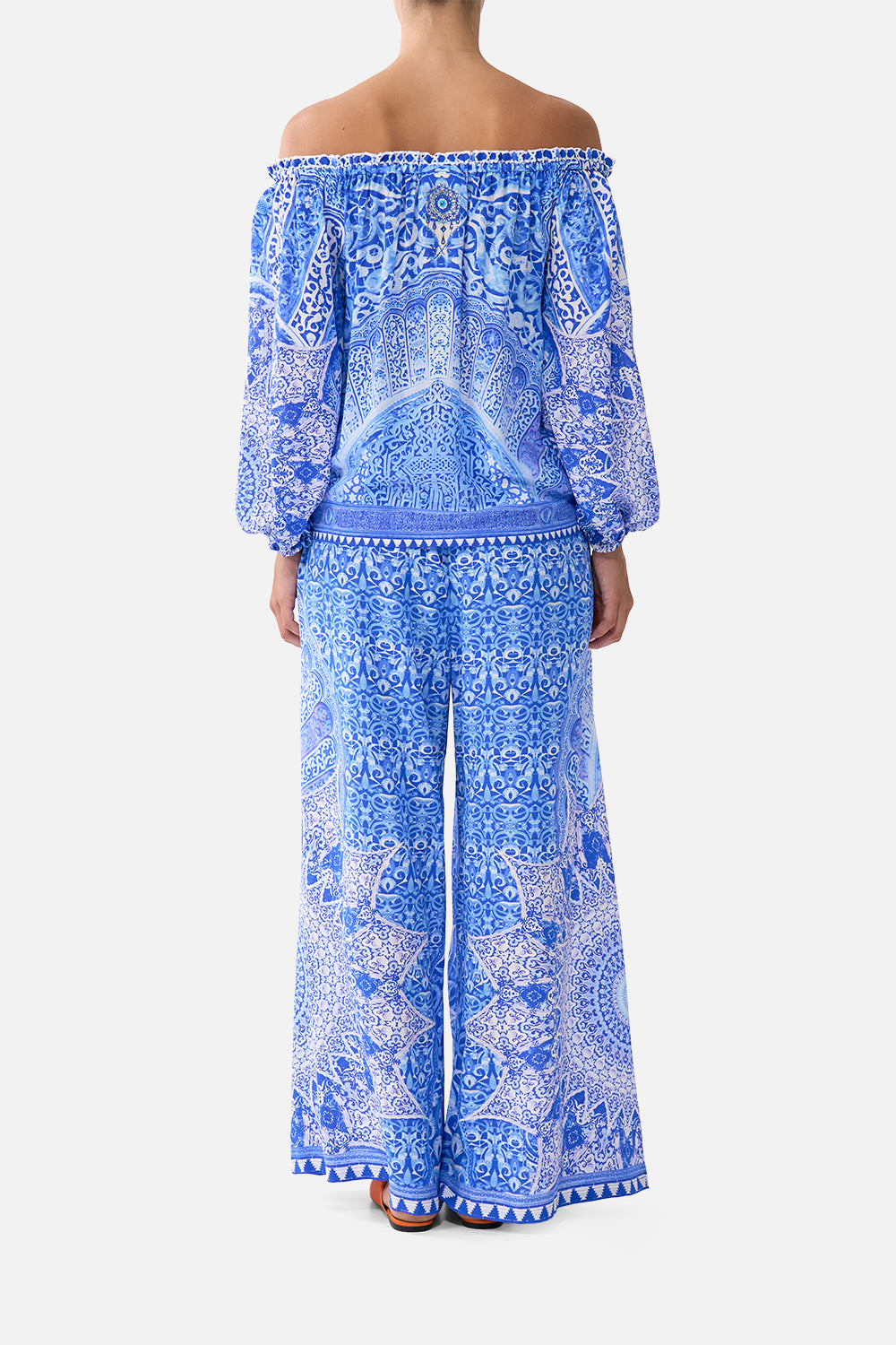 The CAMILLA CORSET DRESS WITH LONG FLARED SKIRT NAZAR NIRVANA in our NAZAR NIRVANA print.