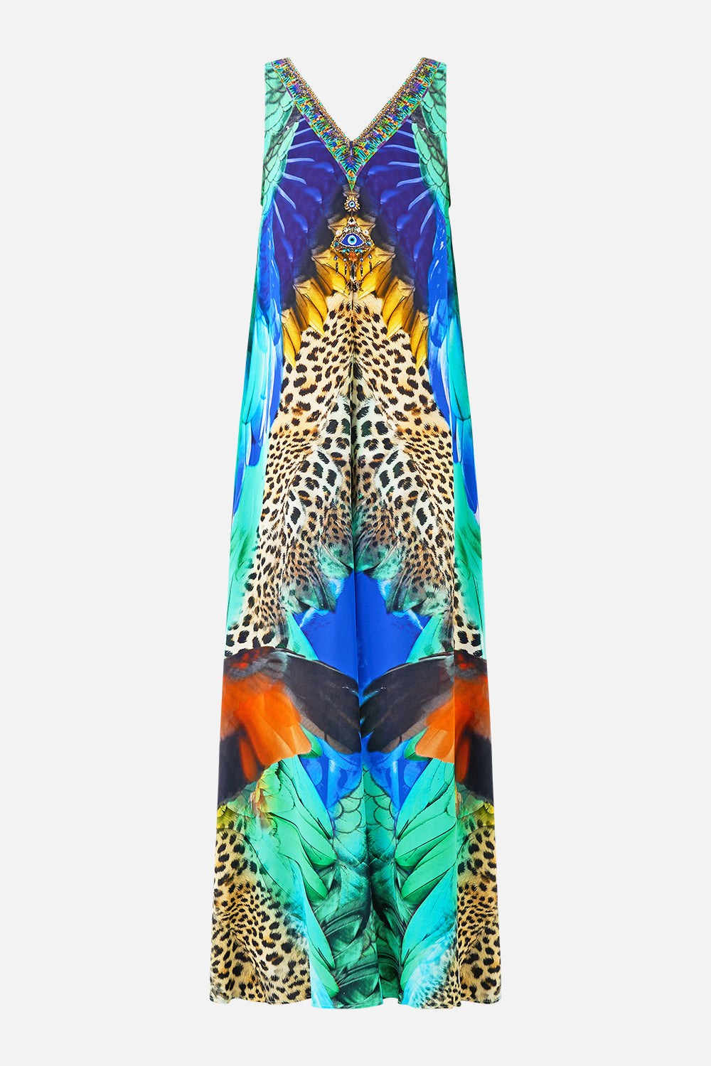 The CAMILLA V NECKLINE HIGH LOW DRESS THE POTTERY PARLOUR in our  print.