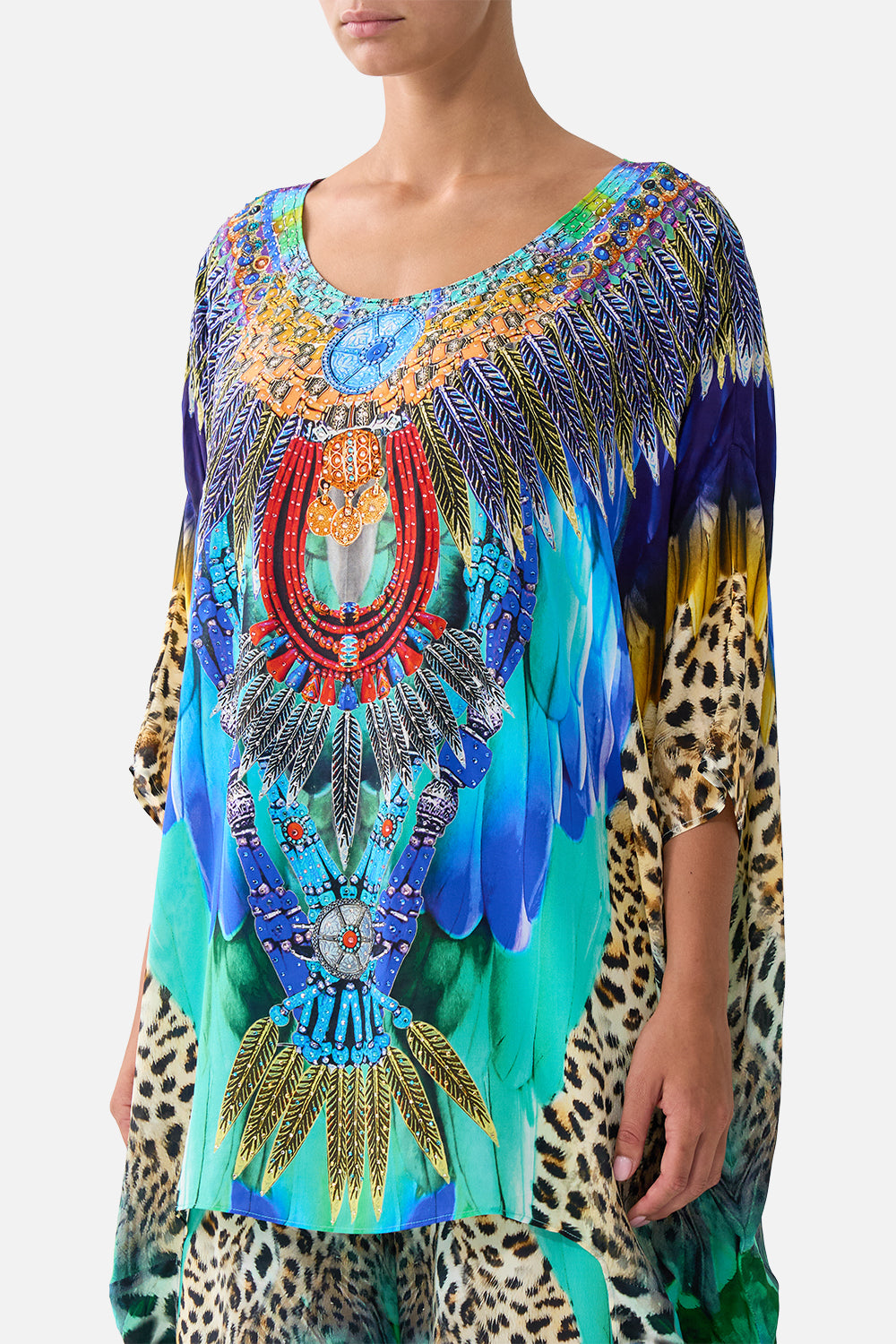 SCOOP BACK HEM DRESS JUNGLE FLIGHT