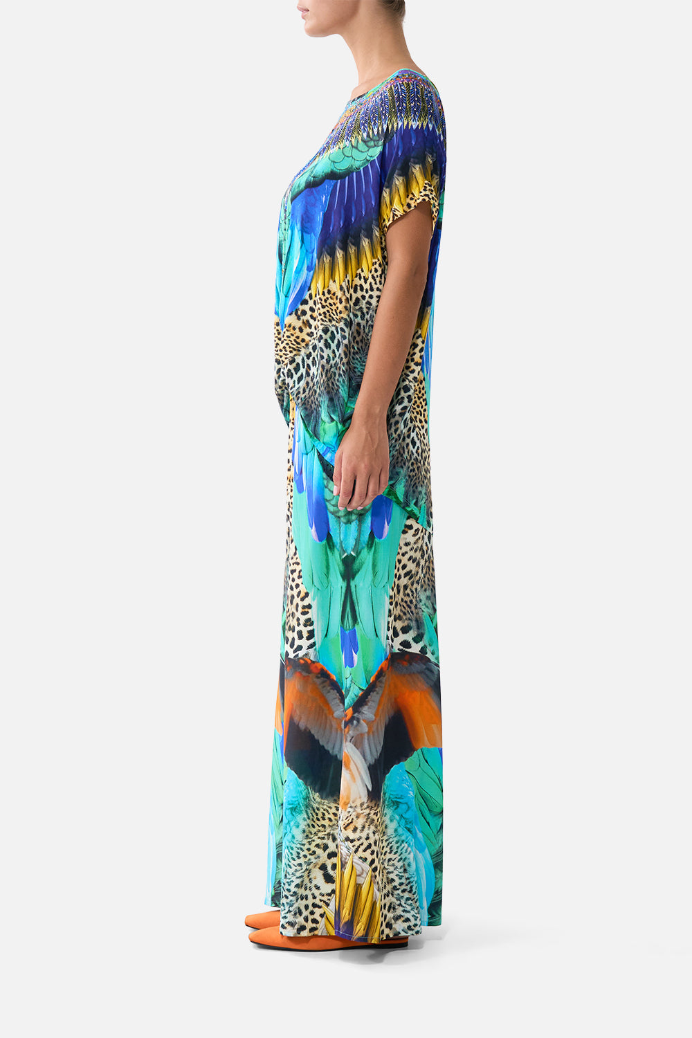 The CAMILLA ONE SHOULDER JERSEY DRESS SEVILLIAN STYLE in our  print.