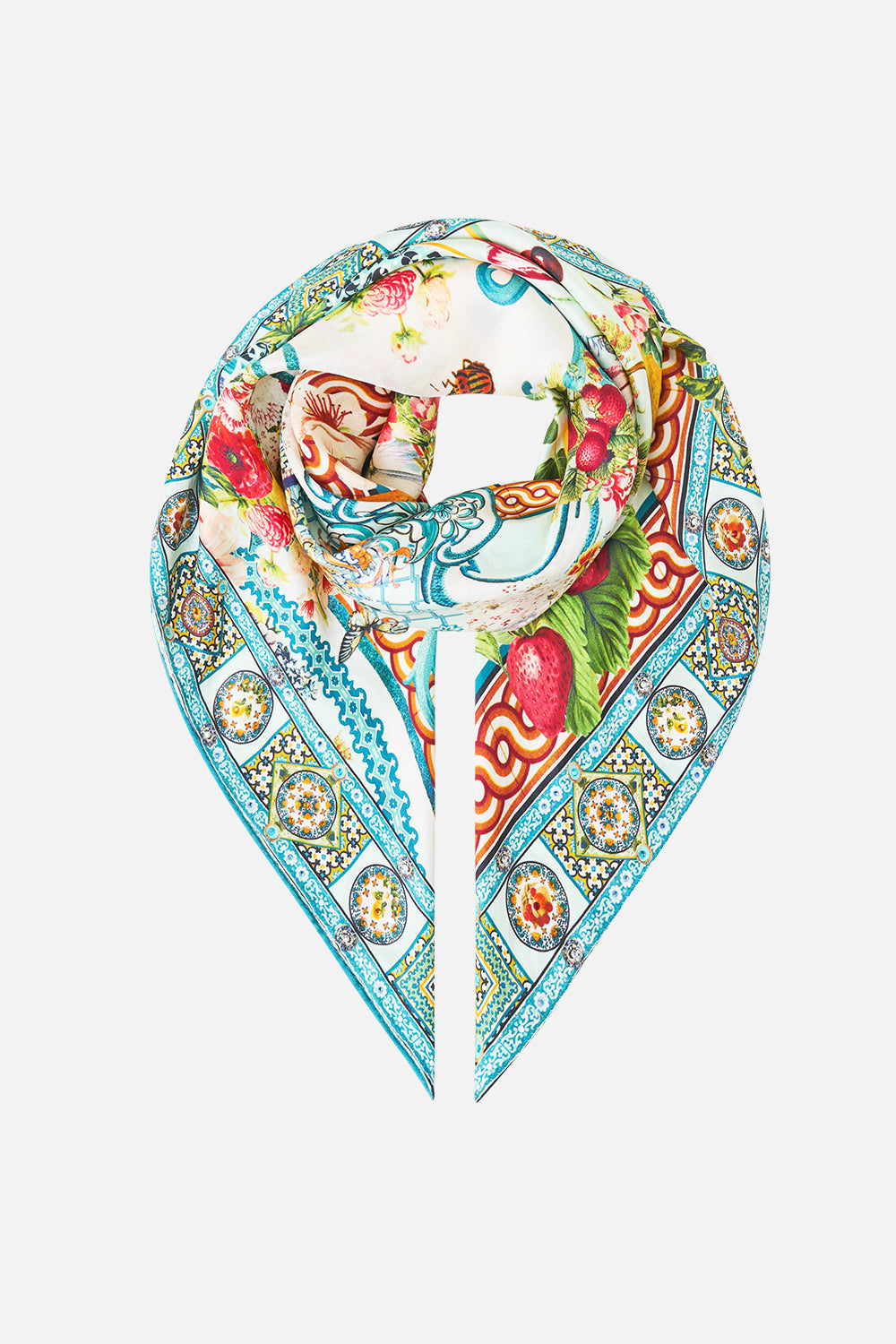 The CAMILLA JERSEY FLARED PANT FIESTA, SIESTA, REPEAT in our  print.
