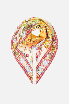 LARGE CRYSTALLED SILK SQUARE SCARF VA VA VINTAGE