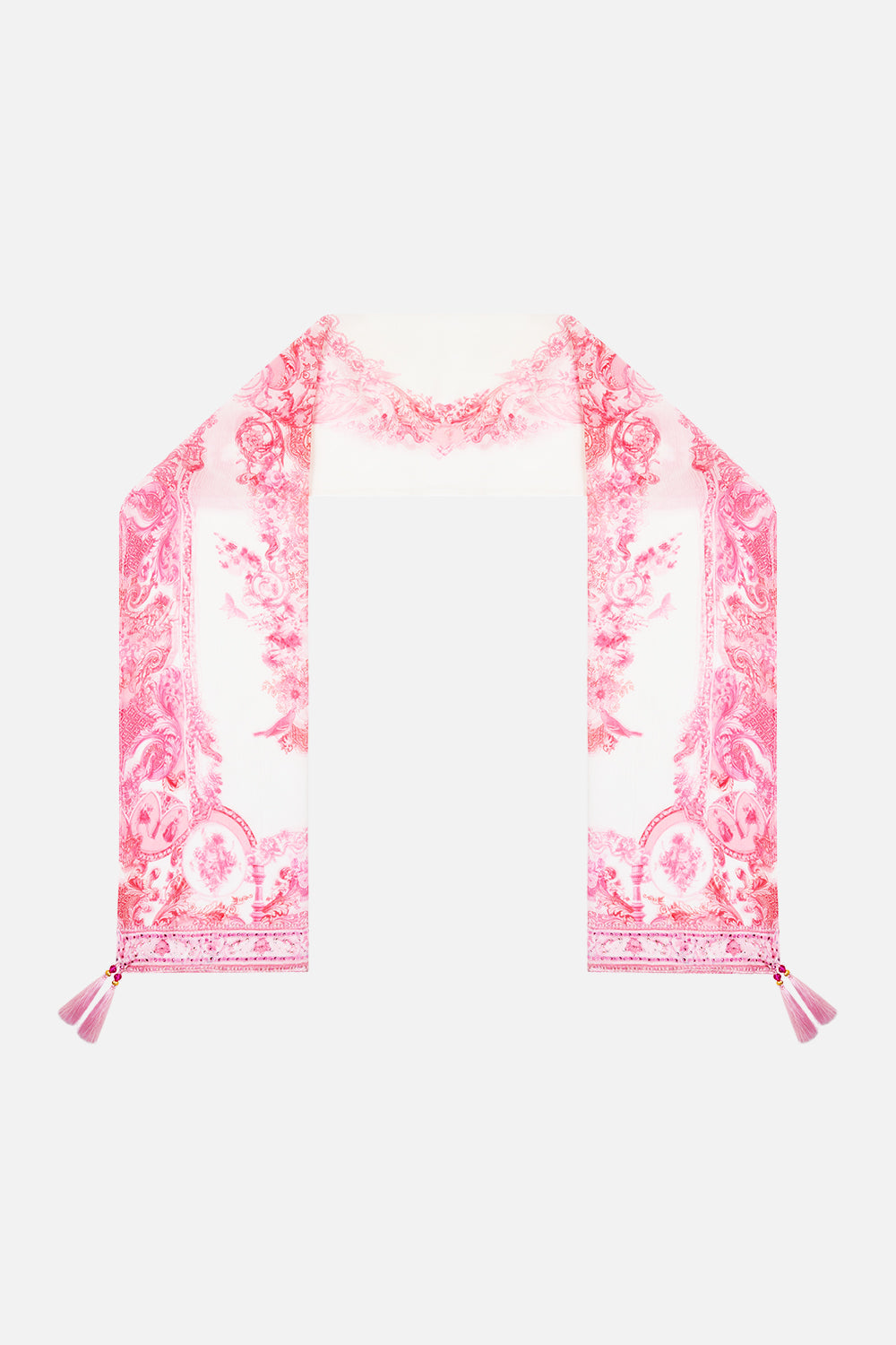 The CAMILLA KNIT JUMPER WITH PLEATED SILK BACK FIESTA, SIESTA, REPEAT in our  print.