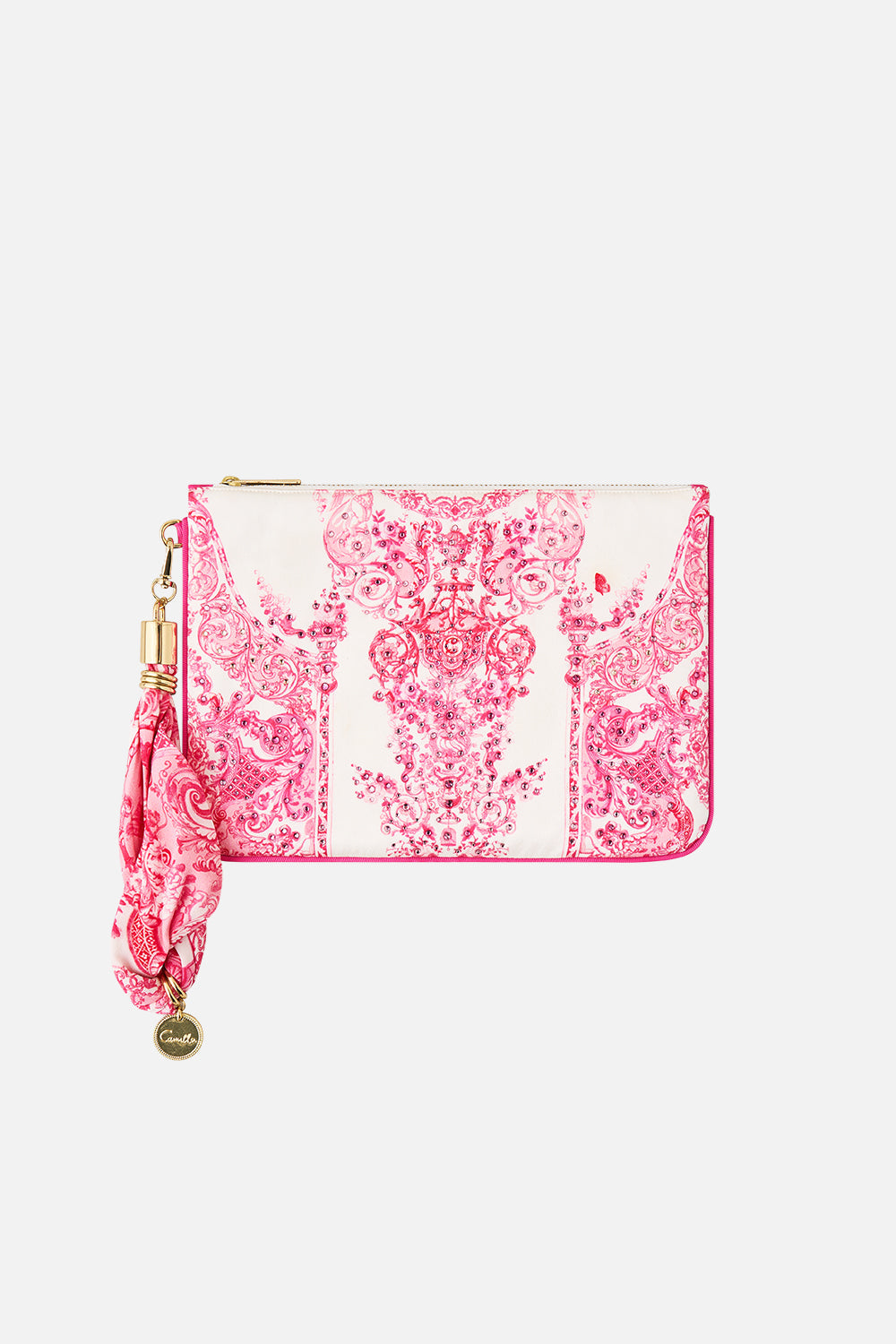 The CAMILLA WIDE LEG TROUSER WITH FRONT POCKETS CERAMIC PANORAMIC in our  print.