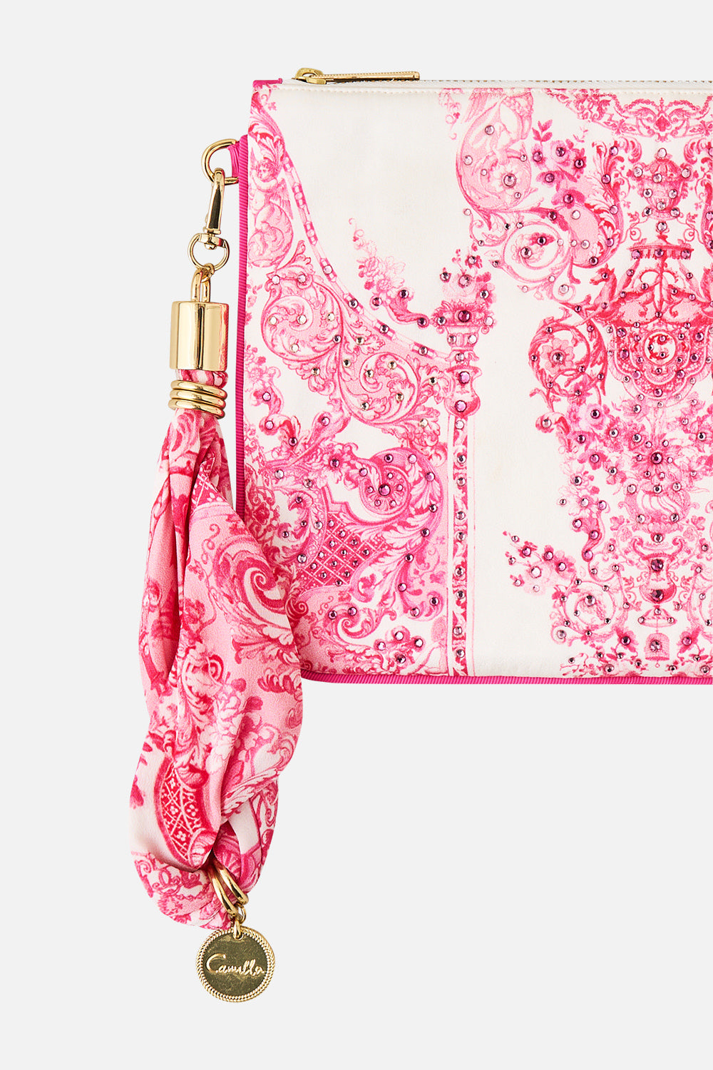 The CAMILLA WIDE LEG TROUSER WITH FRONT POCKETS CERAMIC PANORAMIC in our  print.