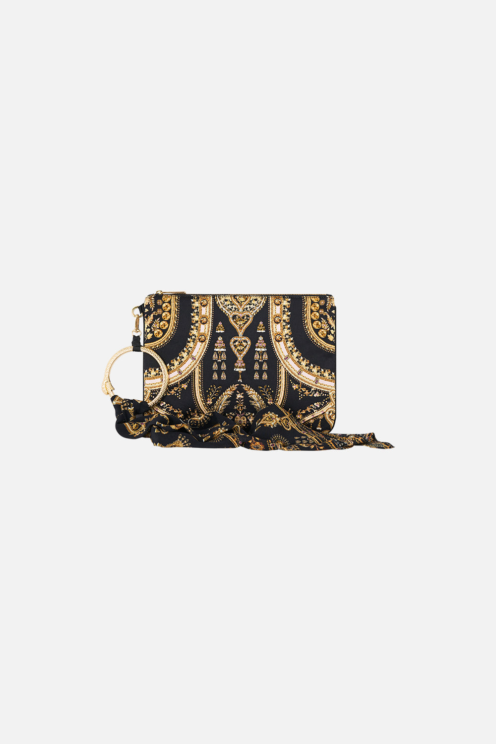 The CAMILLA EMBELLISHED SCARF SOLID BLACK in our SOLID BLACK print.