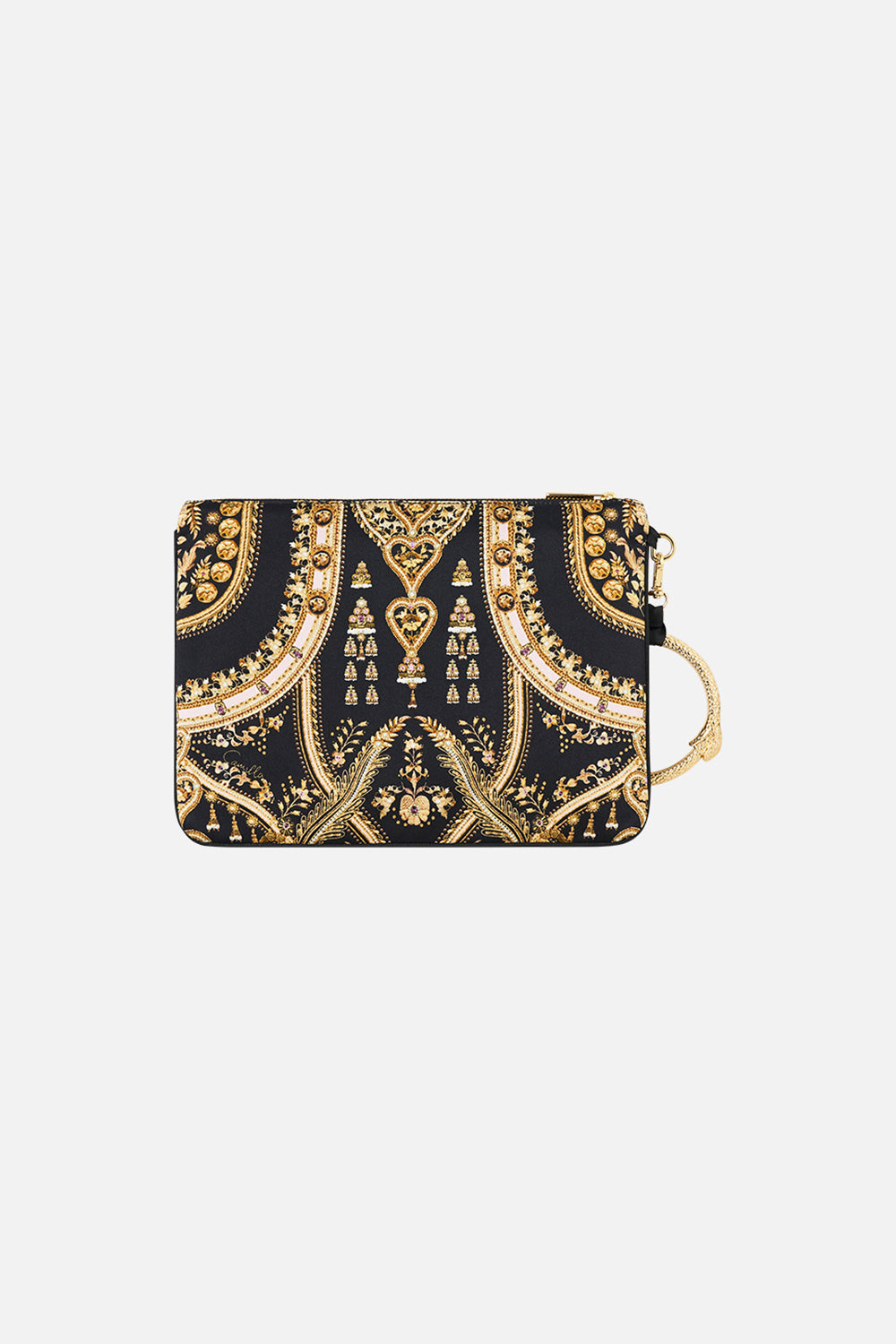 The CAMILLA EMBELLISHED SCARF SOLID BLACK in our  print.
