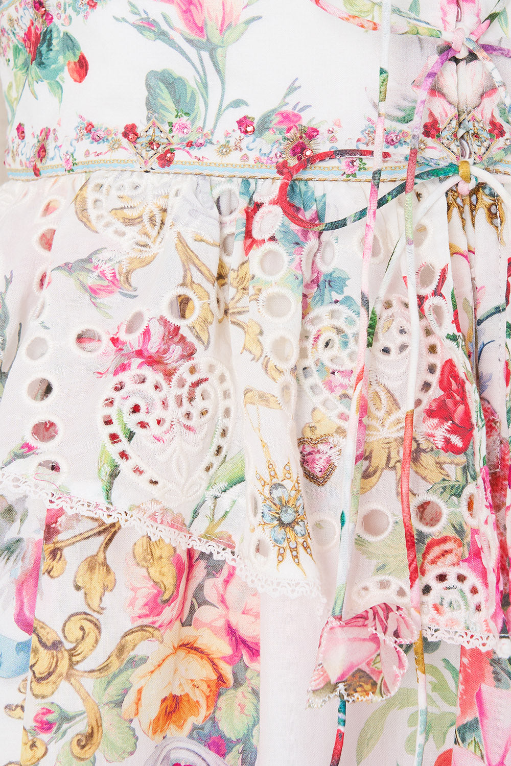 The CAMILLA KNIT BODICE SILK SPLICED MIDI DRESS MAGIC OF THE MERCADO in our  print.