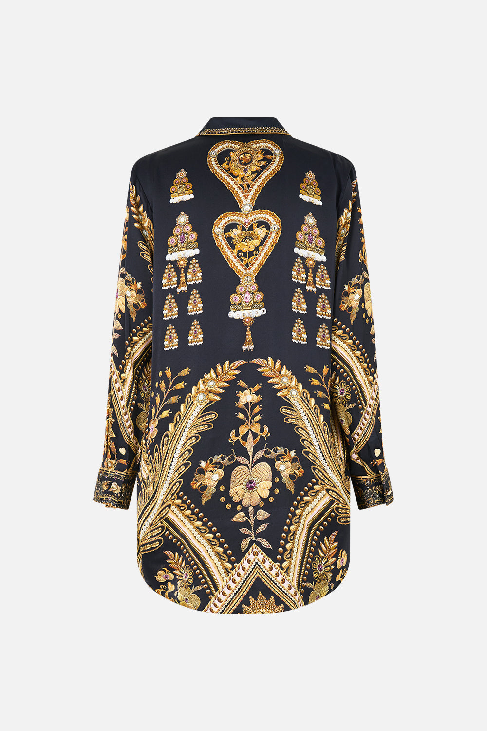 The CAMILLA OPEN BACK GOWN WITH FRONT SPLIT MEET ME AT THE MET in our  print.