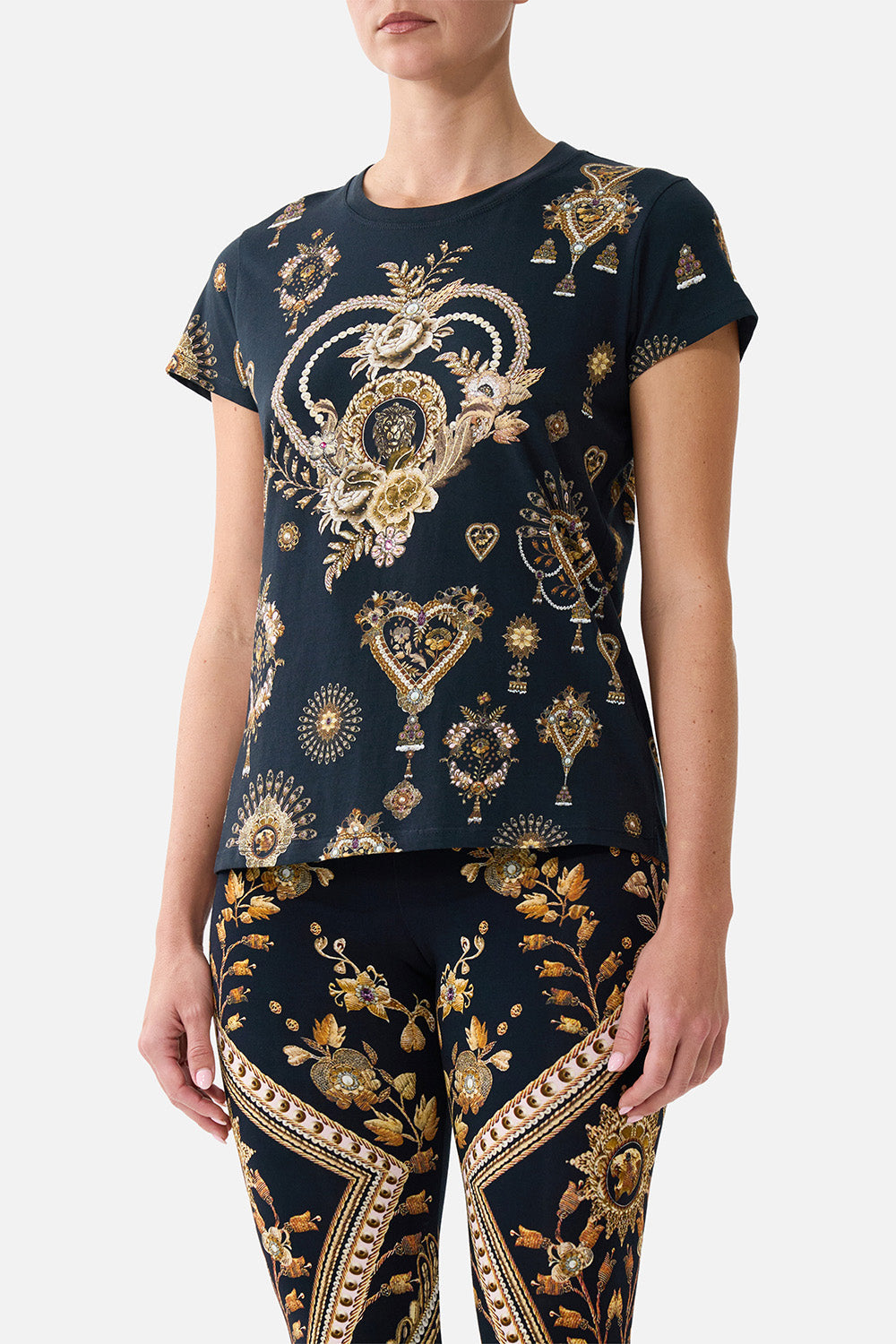 The CAMILLA TIERED SKIRT WITH RUFFLE DETAIL MILLAMORPHOSIS in our  print.