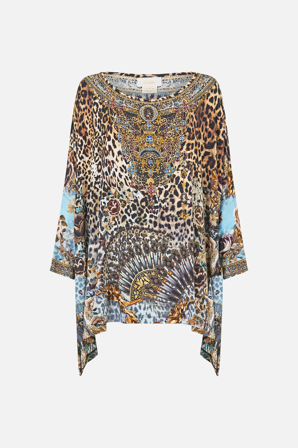 The CAMILLA UNDERWIRE SQUARE NECK ONE PIECE W SCOOP BACK WANDERLUST EMPIRE in our  print.