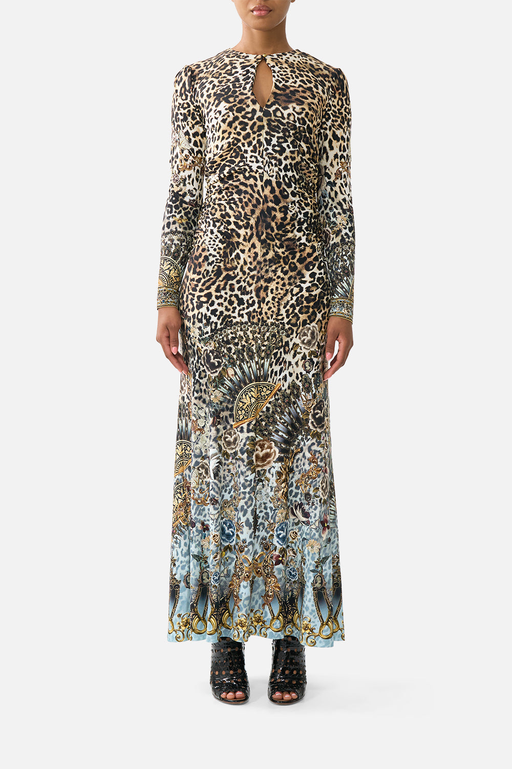 The CAMILLA SILK POUCH WITH METAL FRAME CLOSURE MEET ME AT THE MET in our  print.