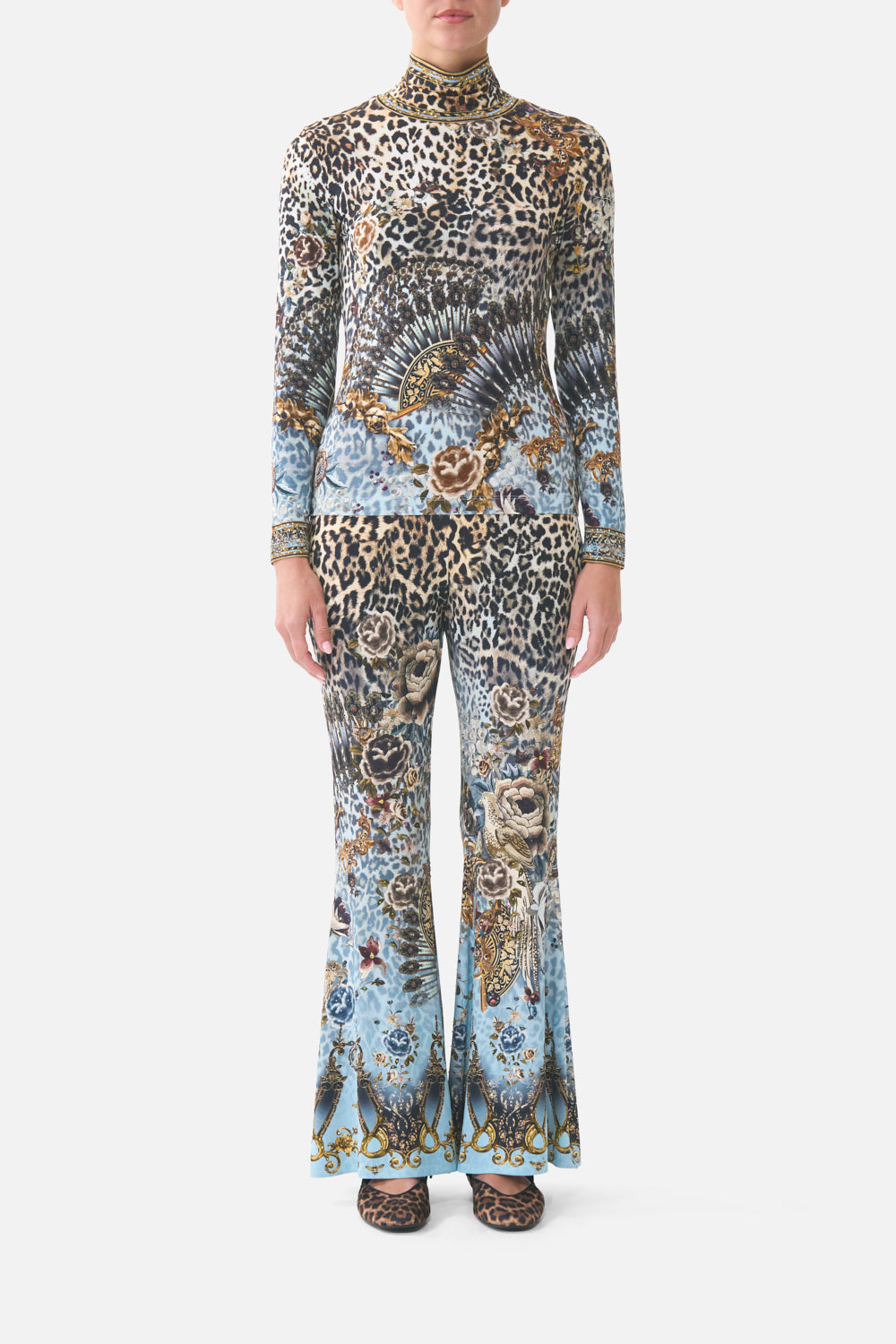 The CAMILLA LONG BUTTON FRONT DRESS A BELOVED BOUDOIR in our  print.