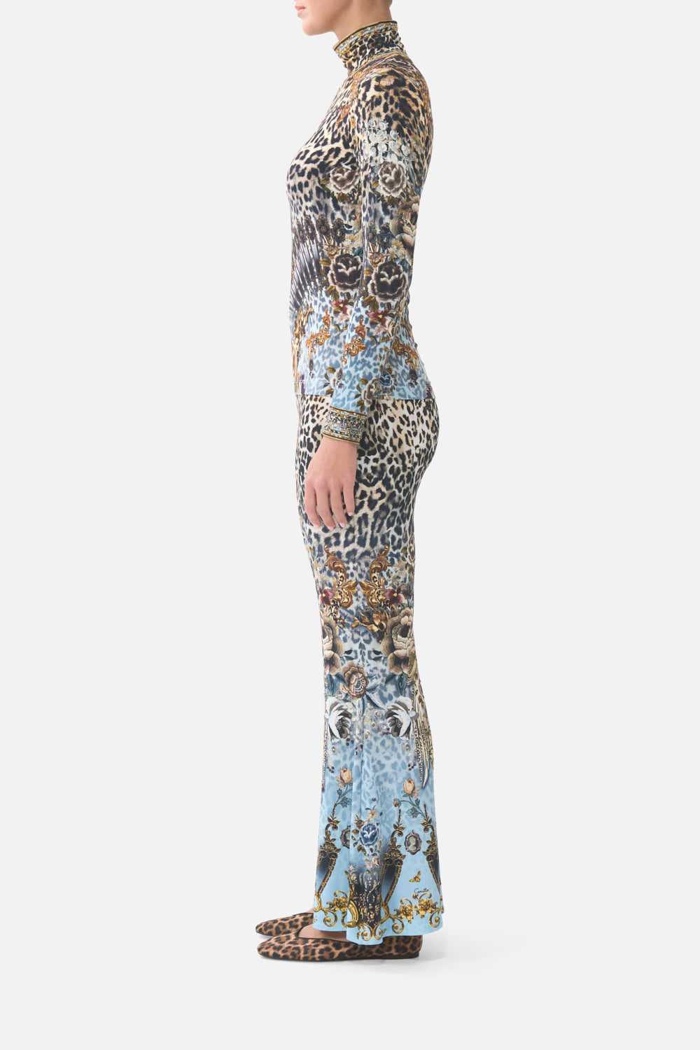 The CAMILLA LONG BUTTON FRONT DRESS A BELOVED BOUDOIR in our  print.