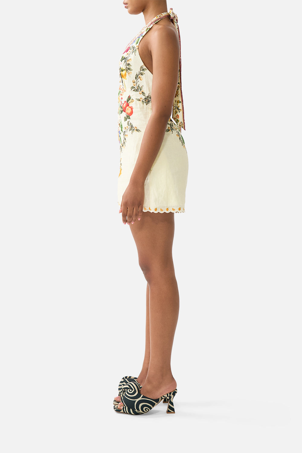 The CAMILLA ASYMMETRIC SPLICED RUFFLE DRESS ART FOR THE ARTISANS in our  print.