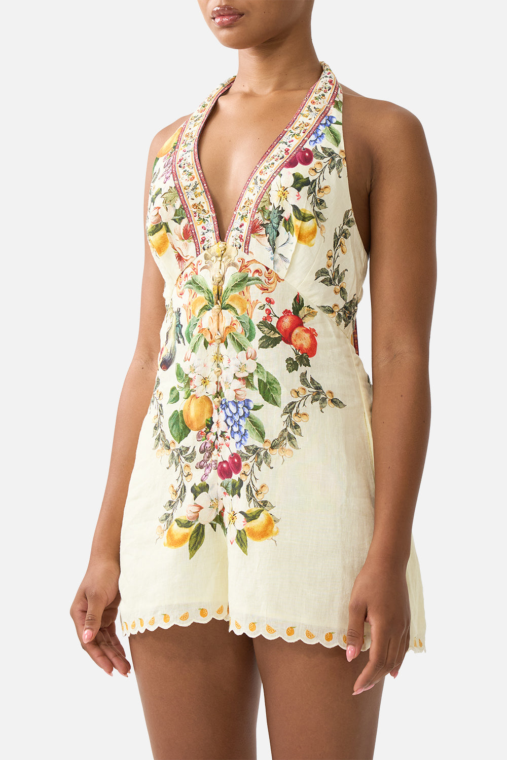 The CAMILLA ASYMMETRIC SPLICED RUFFLE DRESS ART FOR THE ARTISANS in our  print.