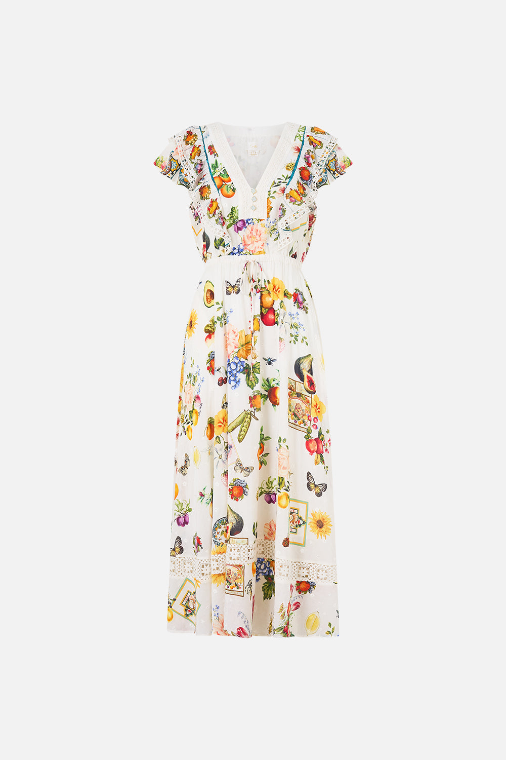 The CAMILLA V NECK BIAS SLIP DRESS WITH BACK FRILL A BELOVED BOUDOIR in our  print.