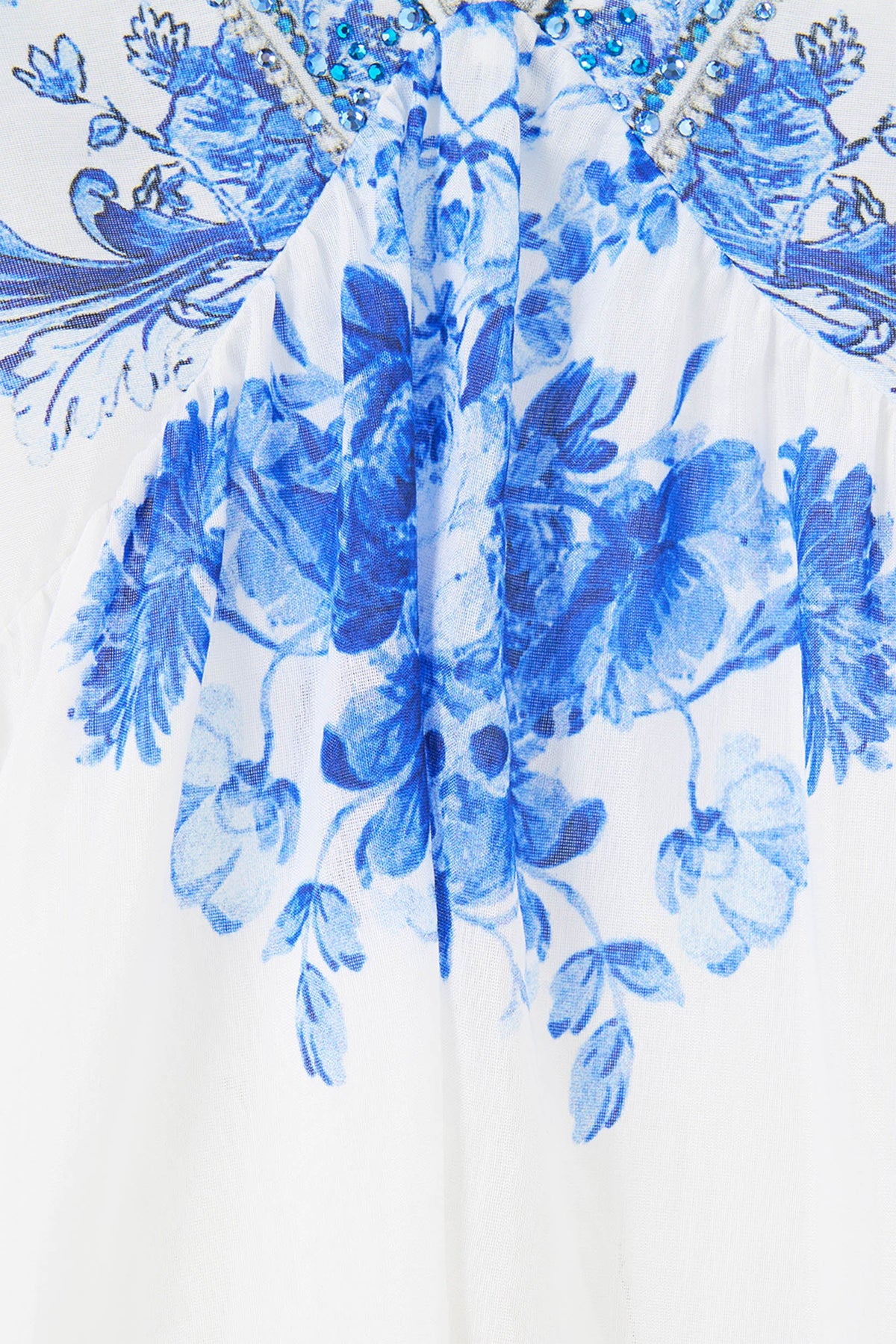 RAGLAN BLOUSE WITH SLEEVE RUFFLE CERAMIC PANORAMIC