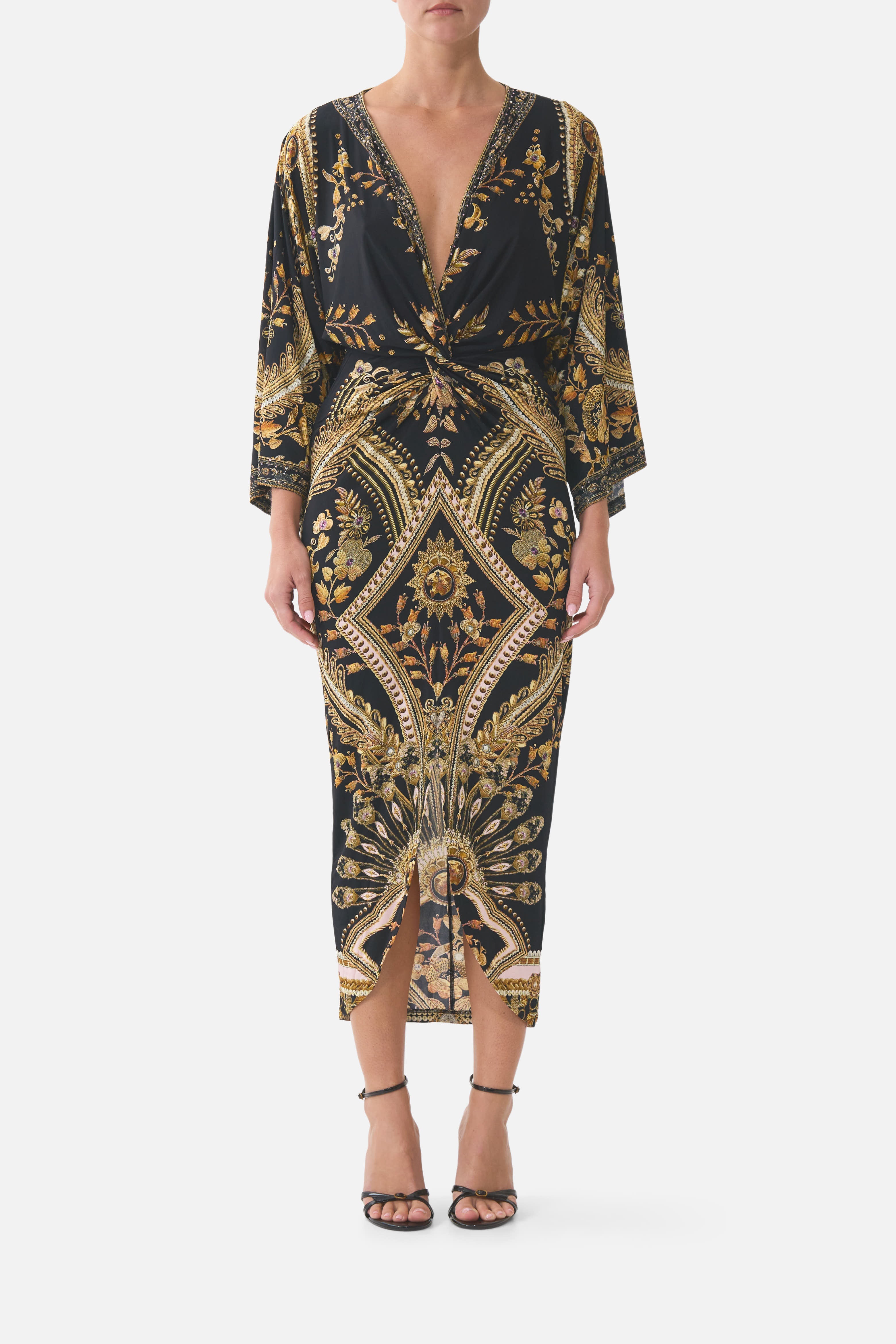 The CAMILLA COLLARED SHIRT WITH FRILL NECK DETAIL TORERO LIBERTINE in our  print.
