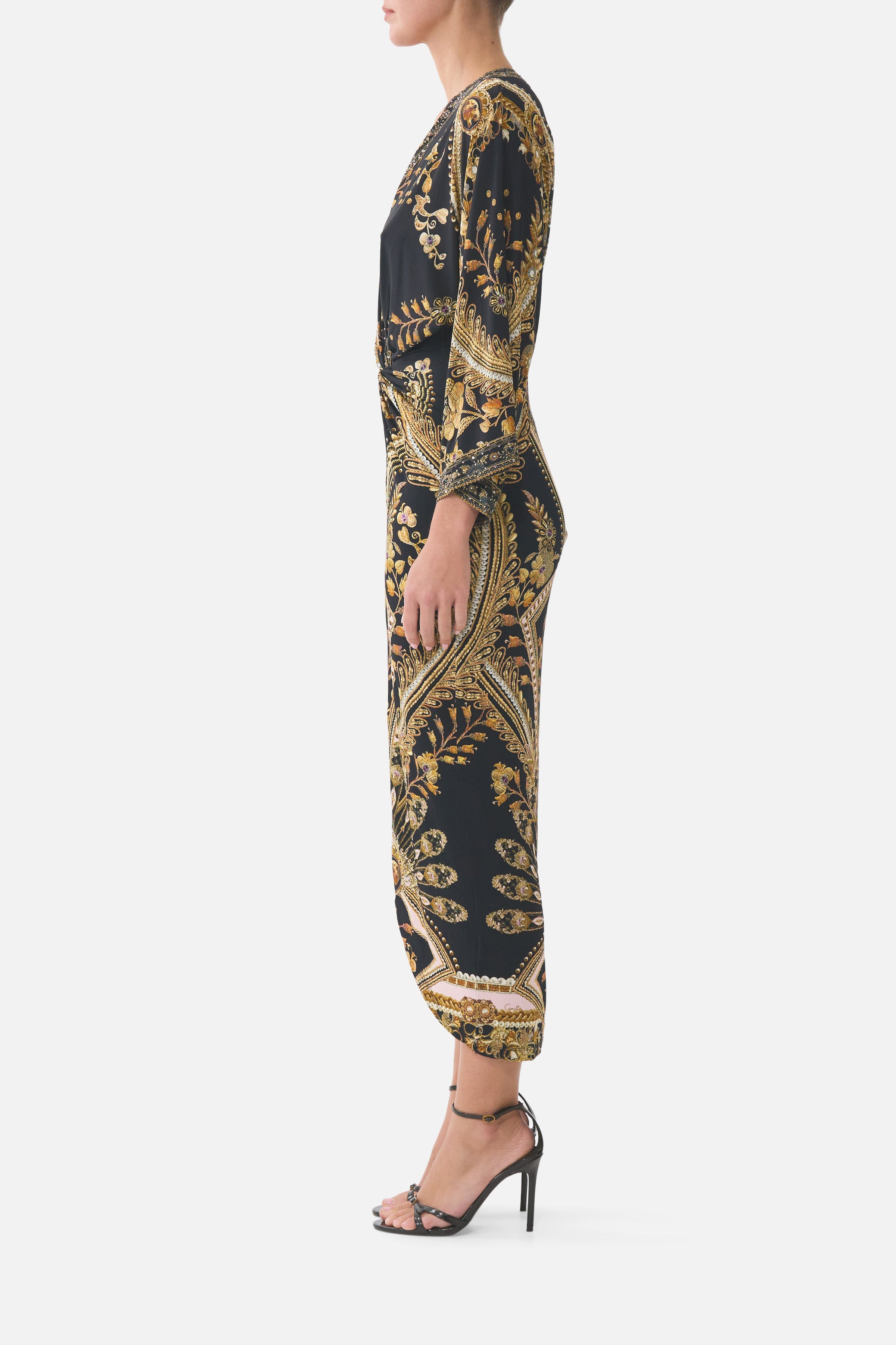 The CAMILLA GATHERED WAIST KAFTAN DIAL UP THE TILES in our  print.