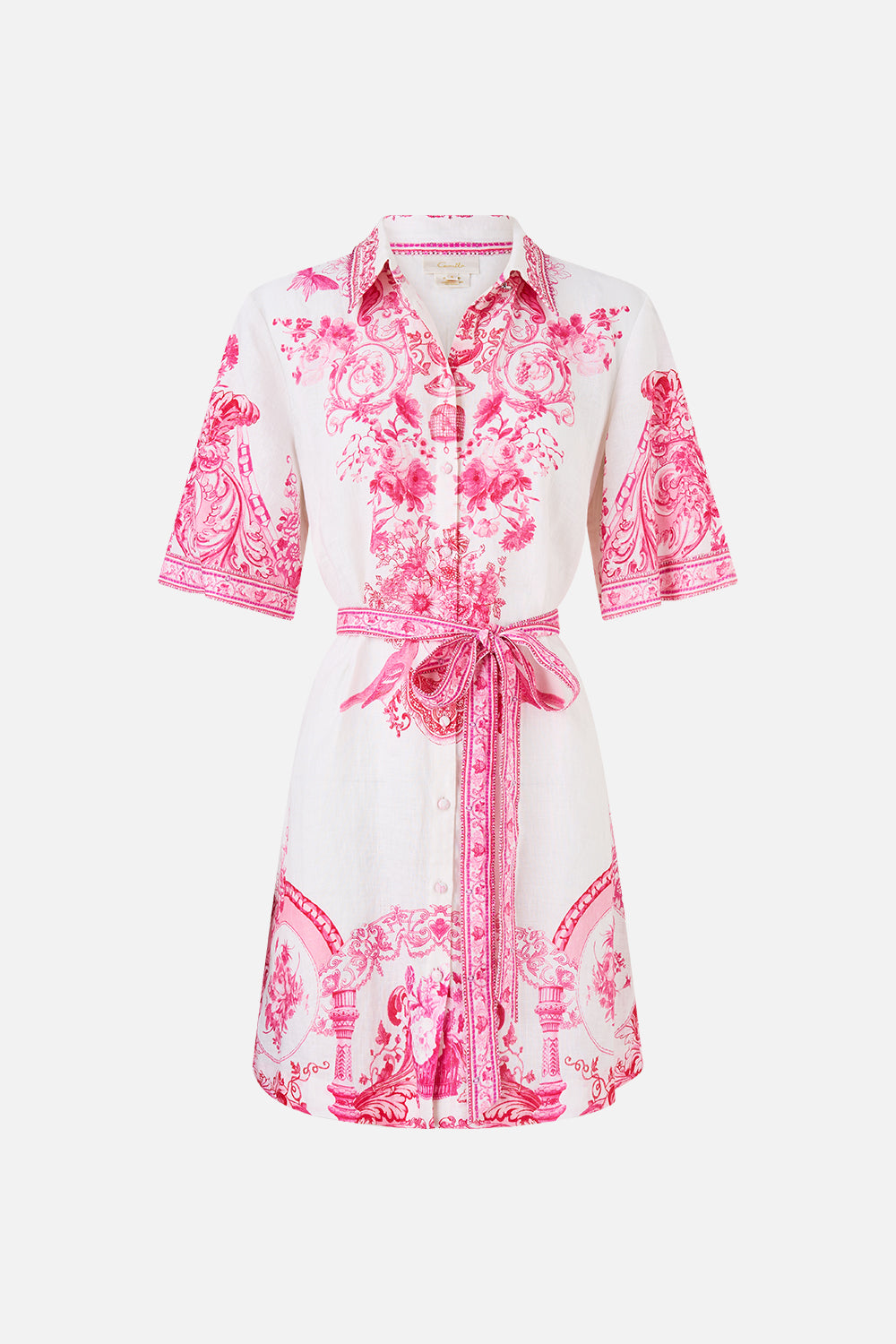 The CAMILLA LONG KAFTAN WITH WAIST DETAIL THE SAPPHIRE SERPENT in our  print.