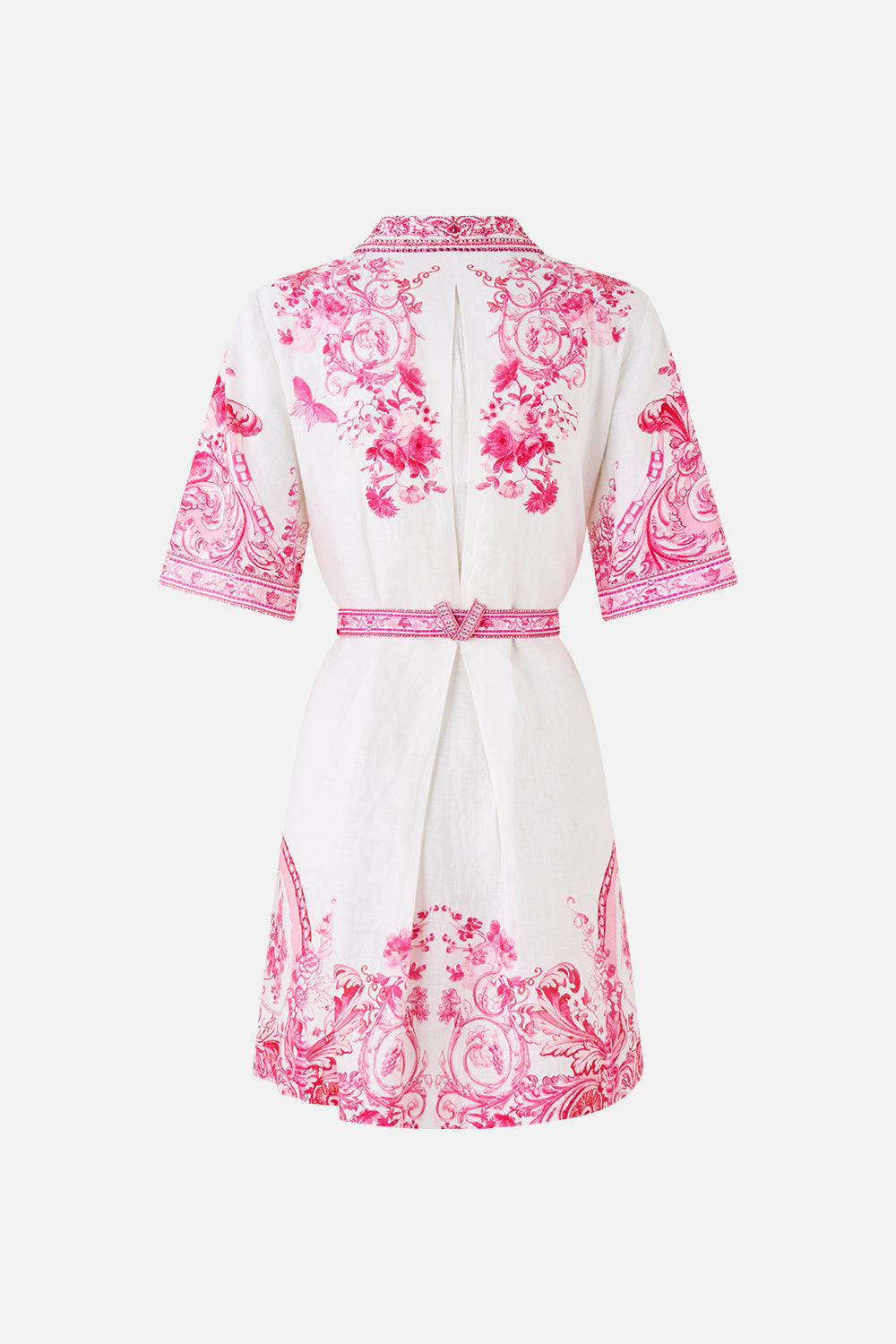 The CAMILLA V NECK SHORT DRESS WITH SHORT SLEEVES ART FOR THE ARTISANS in our  print.