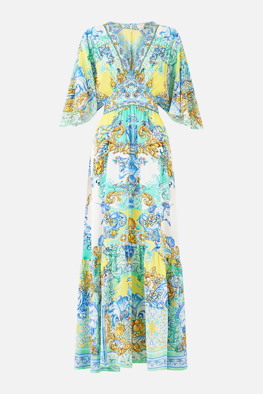 The CAMILLA FITTED JERSEY SHIRT FIESTA, SIESTA, REPEAT in our  print.