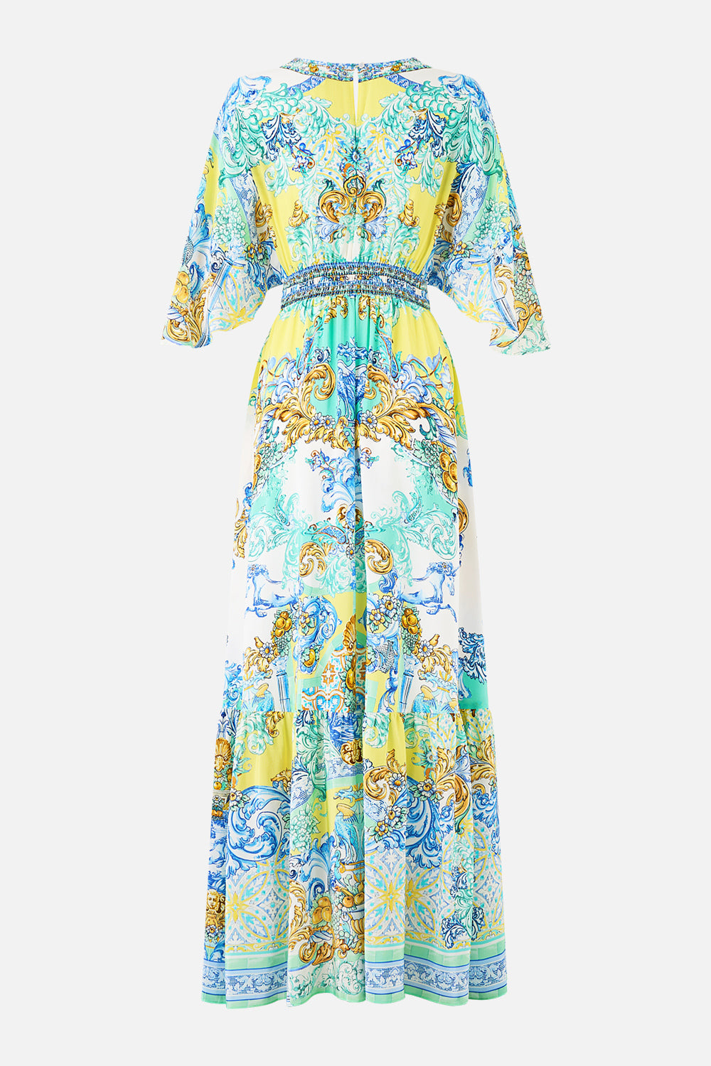 The CAMILLA FITTED JERSEY SHIRT FIESTA, SIESTA, REPEAT in our  print.