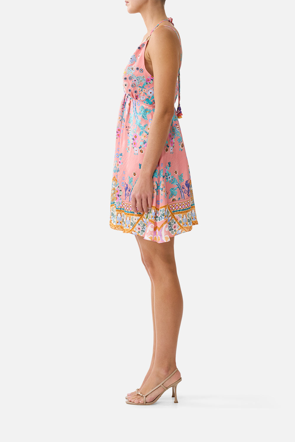The CAMILLA RELAXED TERRY PANT WITH POCKET DETAIL FIESTA, SIESTA, REPEAT in our FIESTA, SIESTA, REPEAT print.