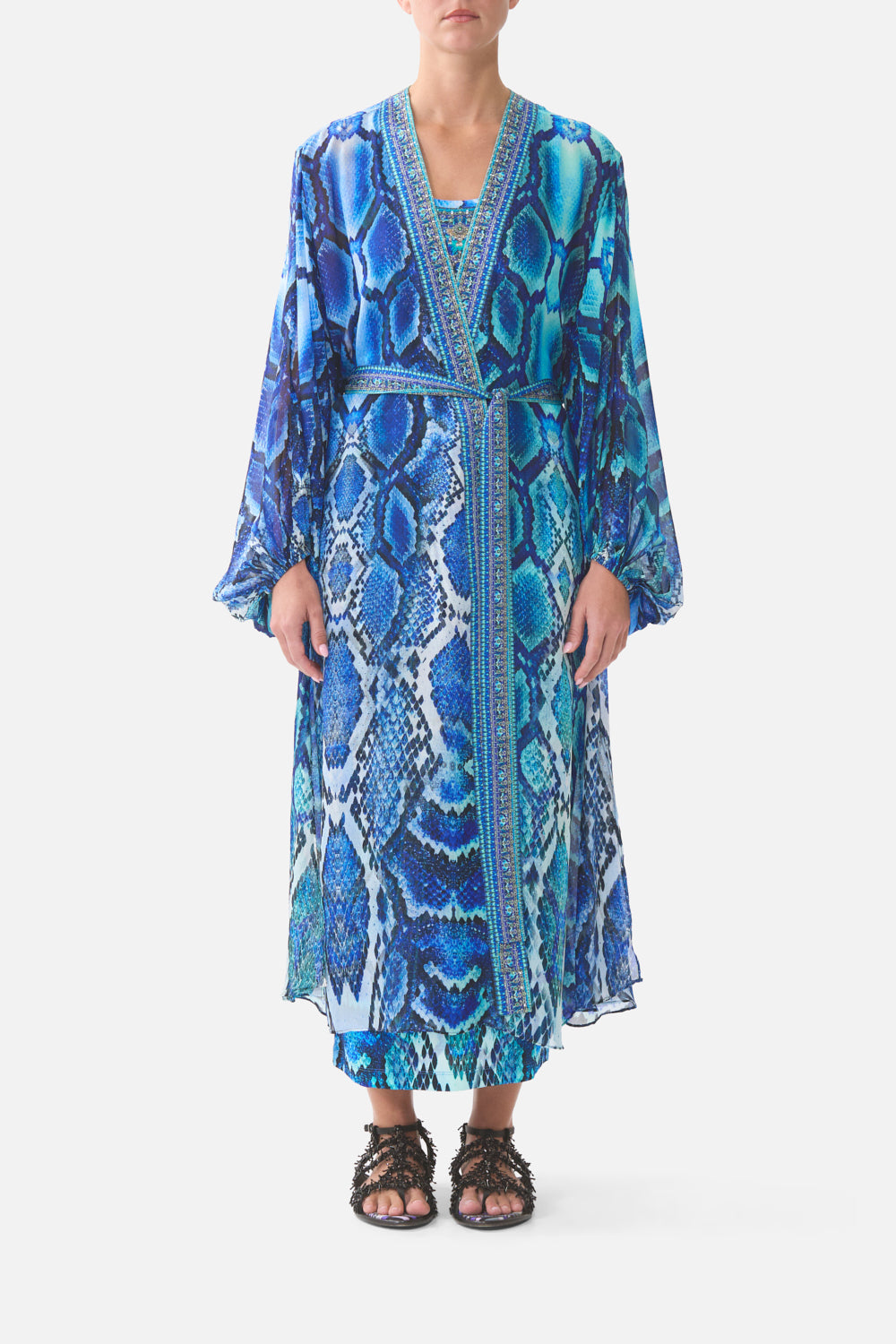 The CAMILLA MINIMAL WIDE LEG PANT LACED WITH LOVE in our  print.