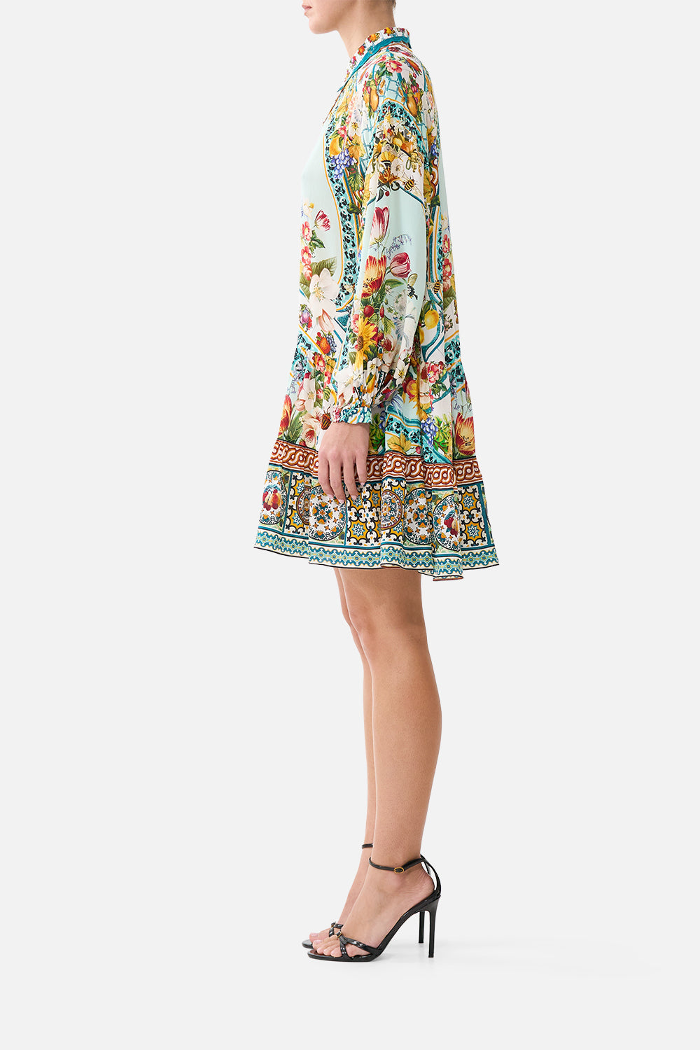 The CAMILLA DOUBLE BREASTED SOFT JACKET LACED WITH LOVE in our  print.