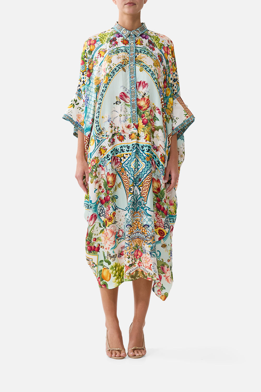 The CAMILLA RELAXED SHORT DRESS WITH DROPPED WAIST LACED WITH LOVE in our  print.