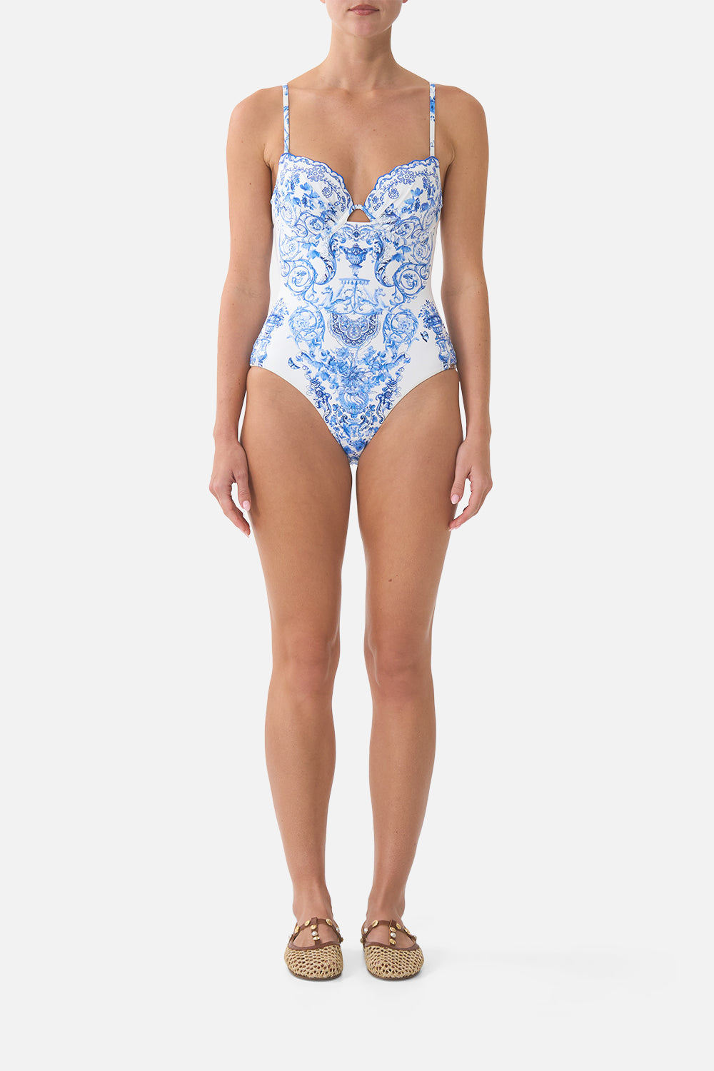 The CAMILLA BUTTON FRONT FRILL DRESS IN THE HEART OF ART in our  print.