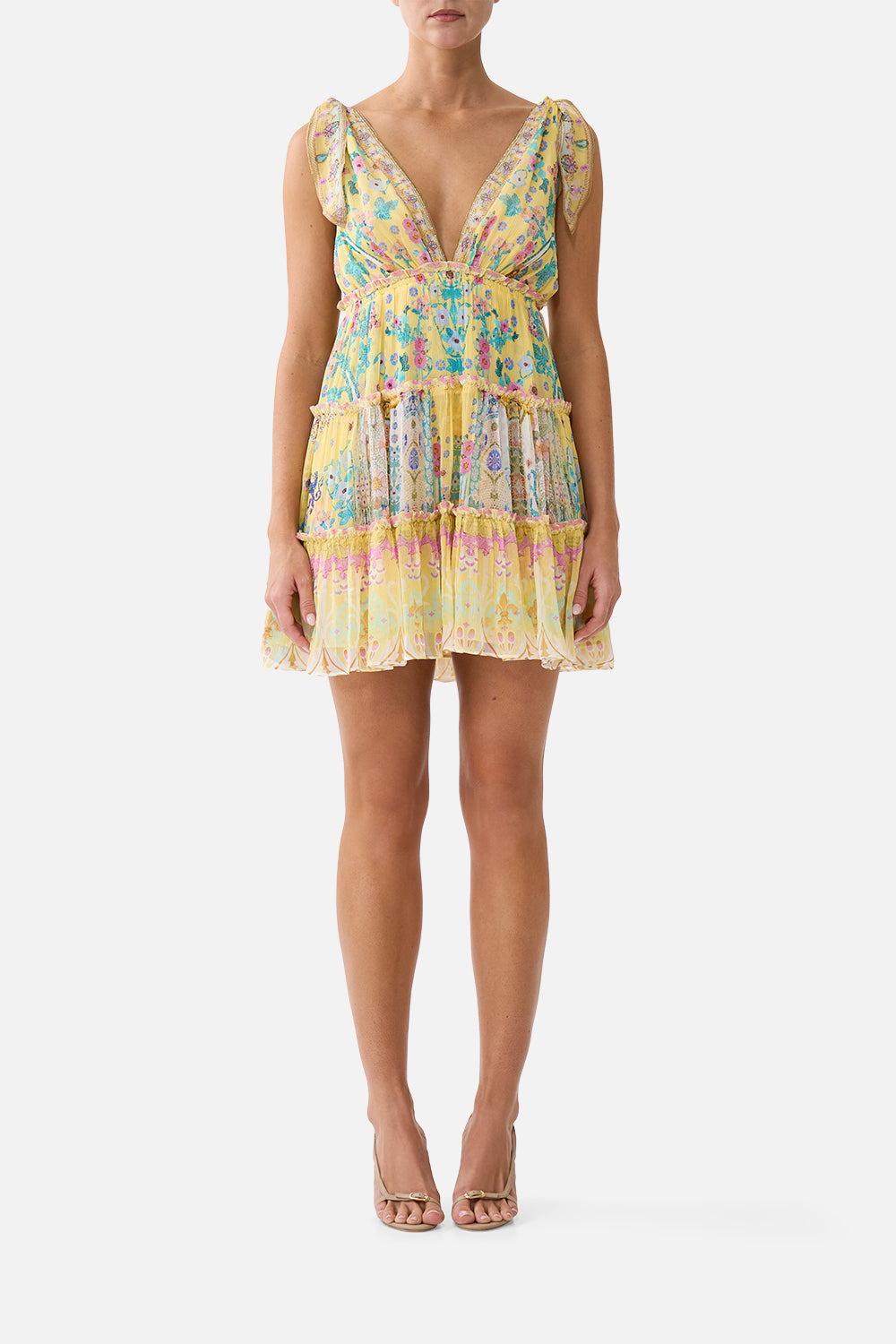 TIERED SHORT DRESS WITH SHOULDER TIES BARCELONA BEB√â