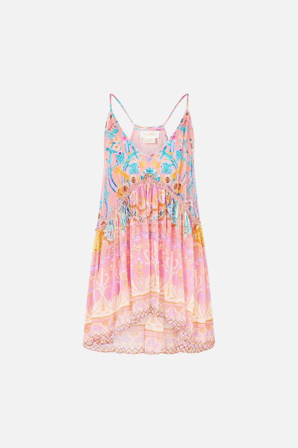 The CAMILLA LONG WALK SHORT WITH ELASTIC BACK MAGIC OF THE MERCADO in our  print.