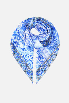 LARGE CRYSTALLED SILK SQUARE SCARF THE BOSPHOROUS
